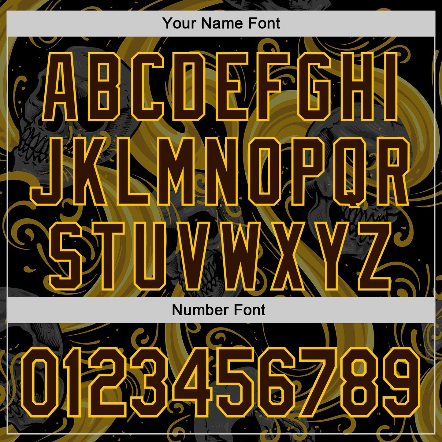 Custom Black Brown Yellow-White 3D Pattern Design Burner Costumes Skull Authentic Baseball Jersey baseball jersey product view 5