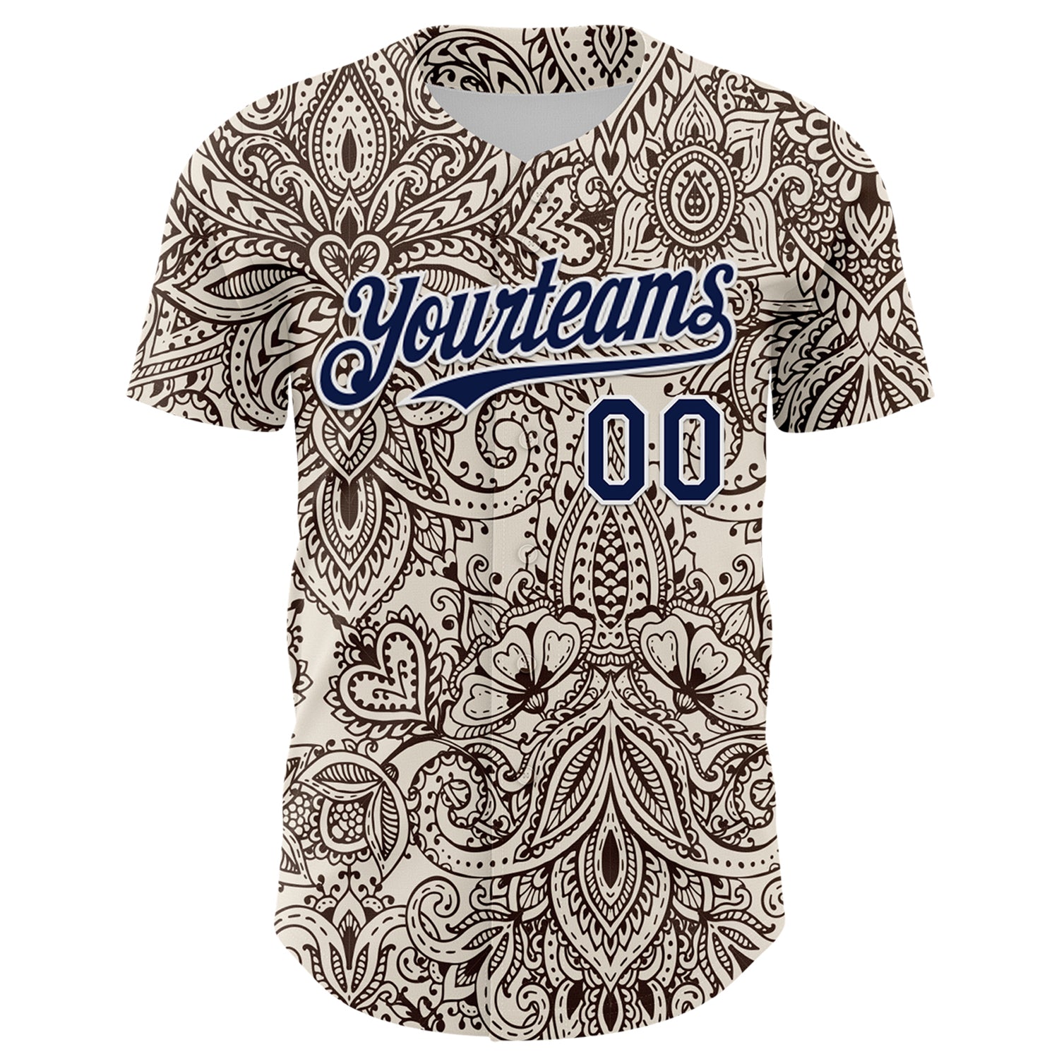 Custom Cream Navy-White 3D Pattern Design Burner Costumes Paisley Bandana Authentic Baseball Jersey baseball jersey product view 2
