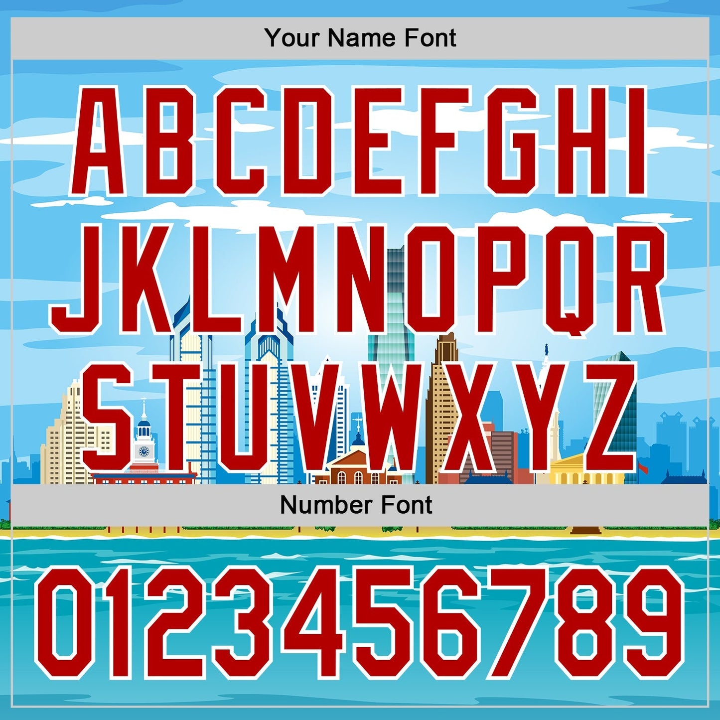 Custom Blue Red-White 3D Pattern Design Philadelphia Cityscape Skyline Authentic Baseball Jersey baseball jersey product view 5