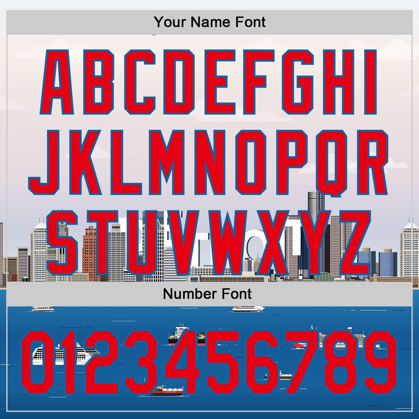 Custom White Fire Red-Blue 3D Pattern Design Detroit Cityscape Skyline Authentic Baseball Jersey baseball jersey product view 5