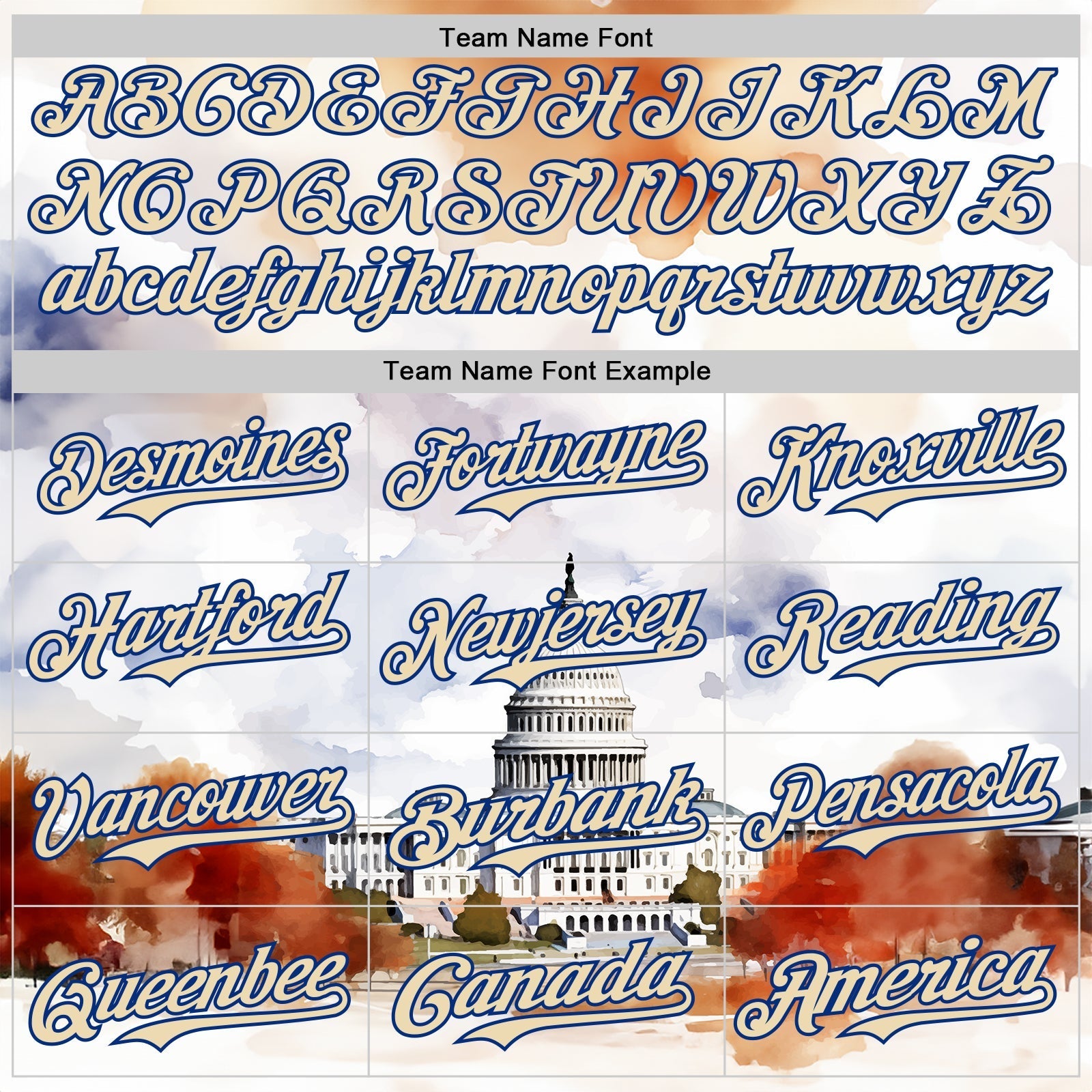 Custom White Cream-Royal 3D Pattern Design Washington Cityscape United States Capitol Authentic Baseball Jersey baseball jersey product view 4