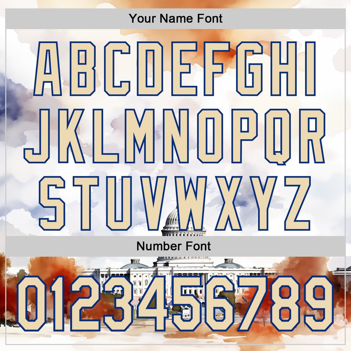 Custom White Cream-Royal 3D Pattern Design Washington Cityscape United States Capitol Authentic Baseball Jersey baseball jersey product view 5