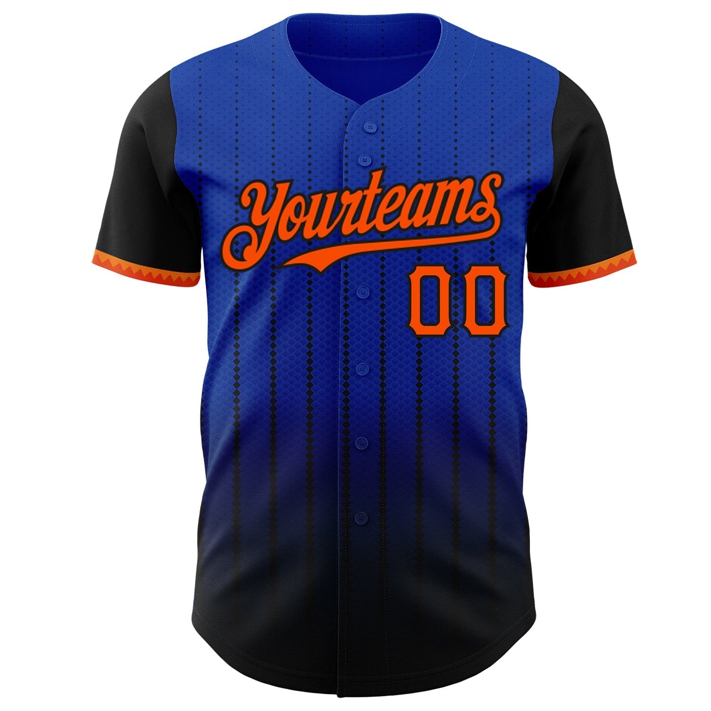 Custom Thunder Blue Orange-Black 3D Pattern Design Gradient Geometric Shape Authentic Baseball Jersey baseball jersey product view 2