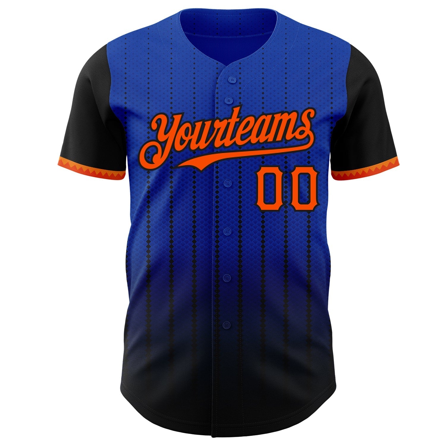 Custom Thunder Blue Orange-Black 3D Pattern Design Gradient Geometric Shape Authentic Baseball Jersey baseball jersey product view 2