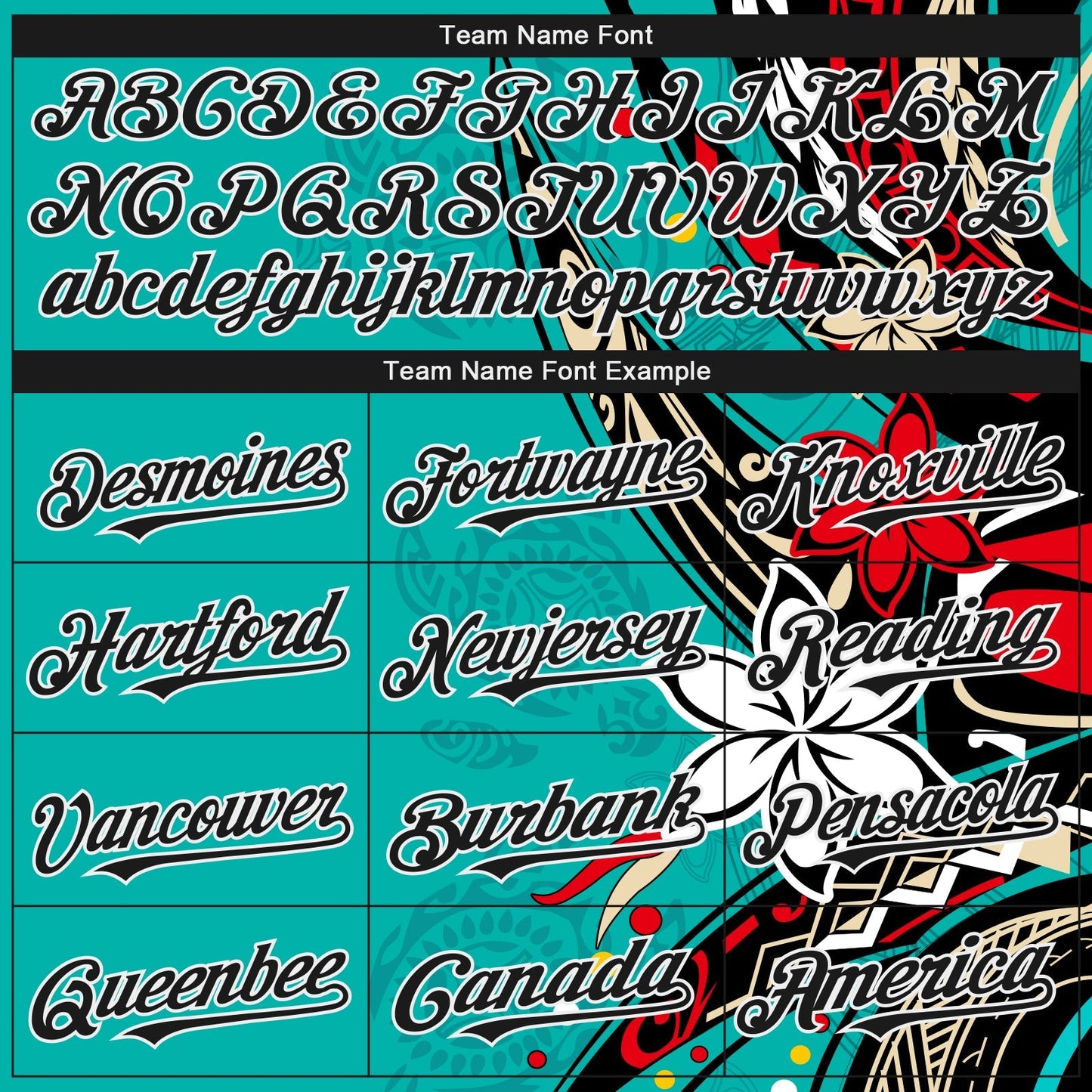 Custom Teal Black-White Hawaii Flower Authentic Baseball Jersey baseball jersey product view 4