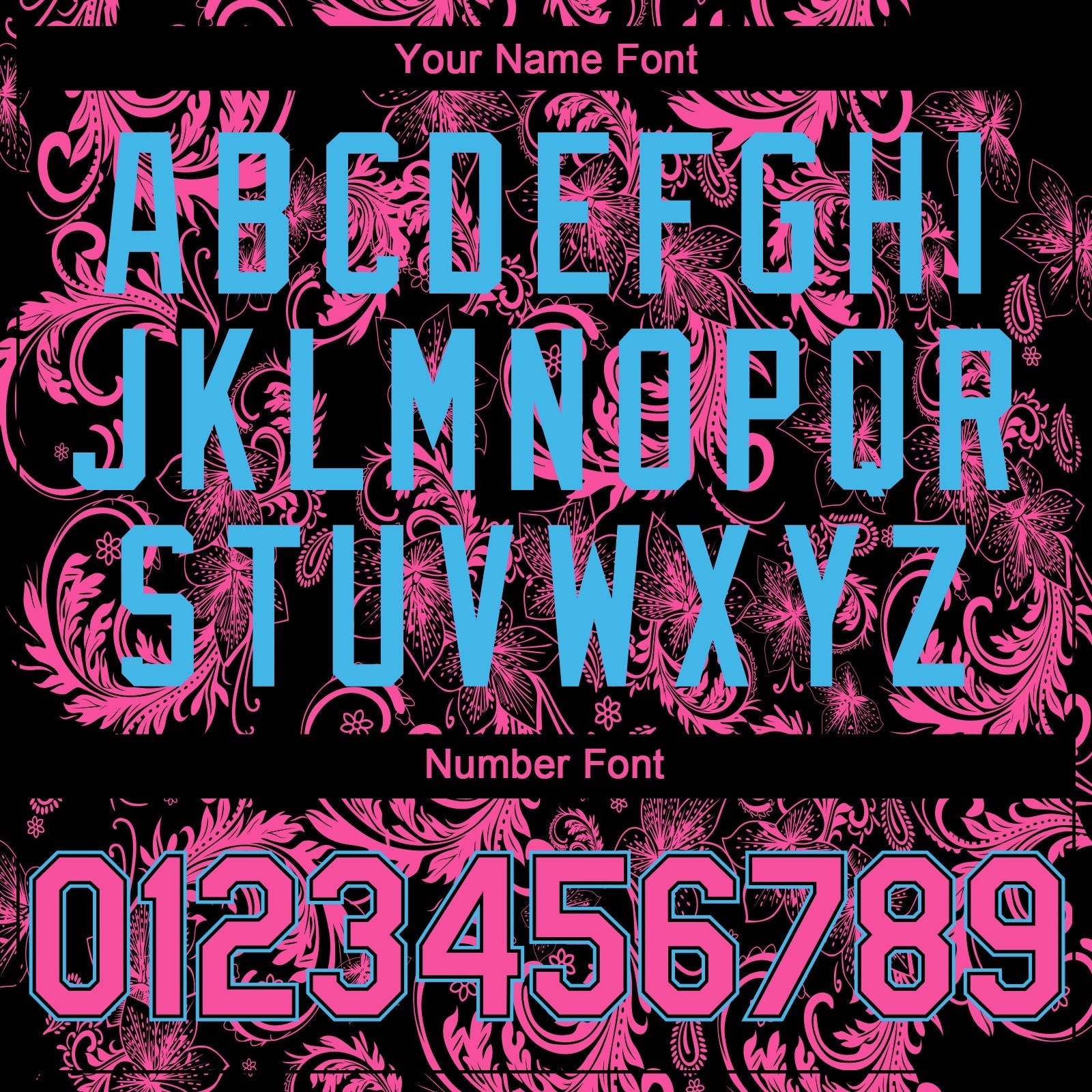 Custom Black Pink-Sky Blue Flower Authentic Baseball Jersey baseball jersey product view 5