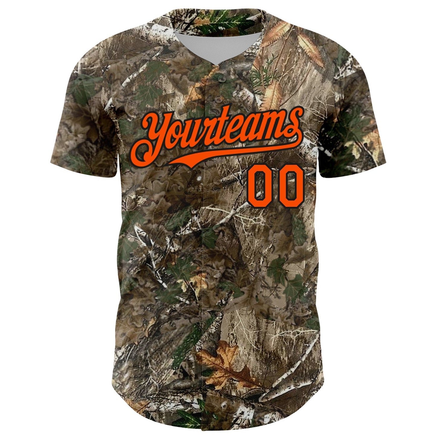 Custom Camo Orange-Black Woodland Camo Authentic Salute To Service Authentic Baseball Jersey baseball jersey product view 2