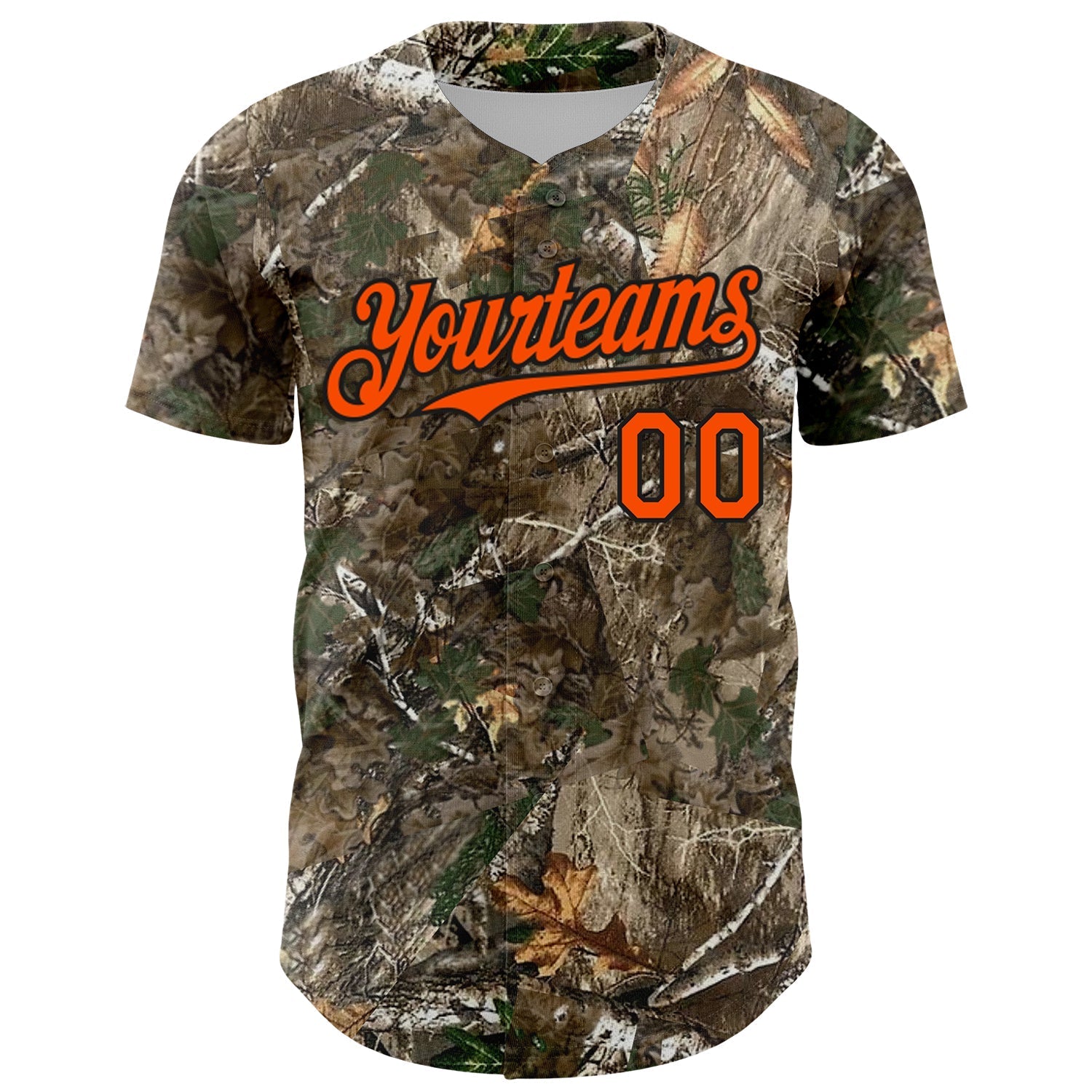 Custom Camo Orange-Black Woodland Camo Authentic Salute To Service Authentic Baseball Jersey baseball jersey product view 2
