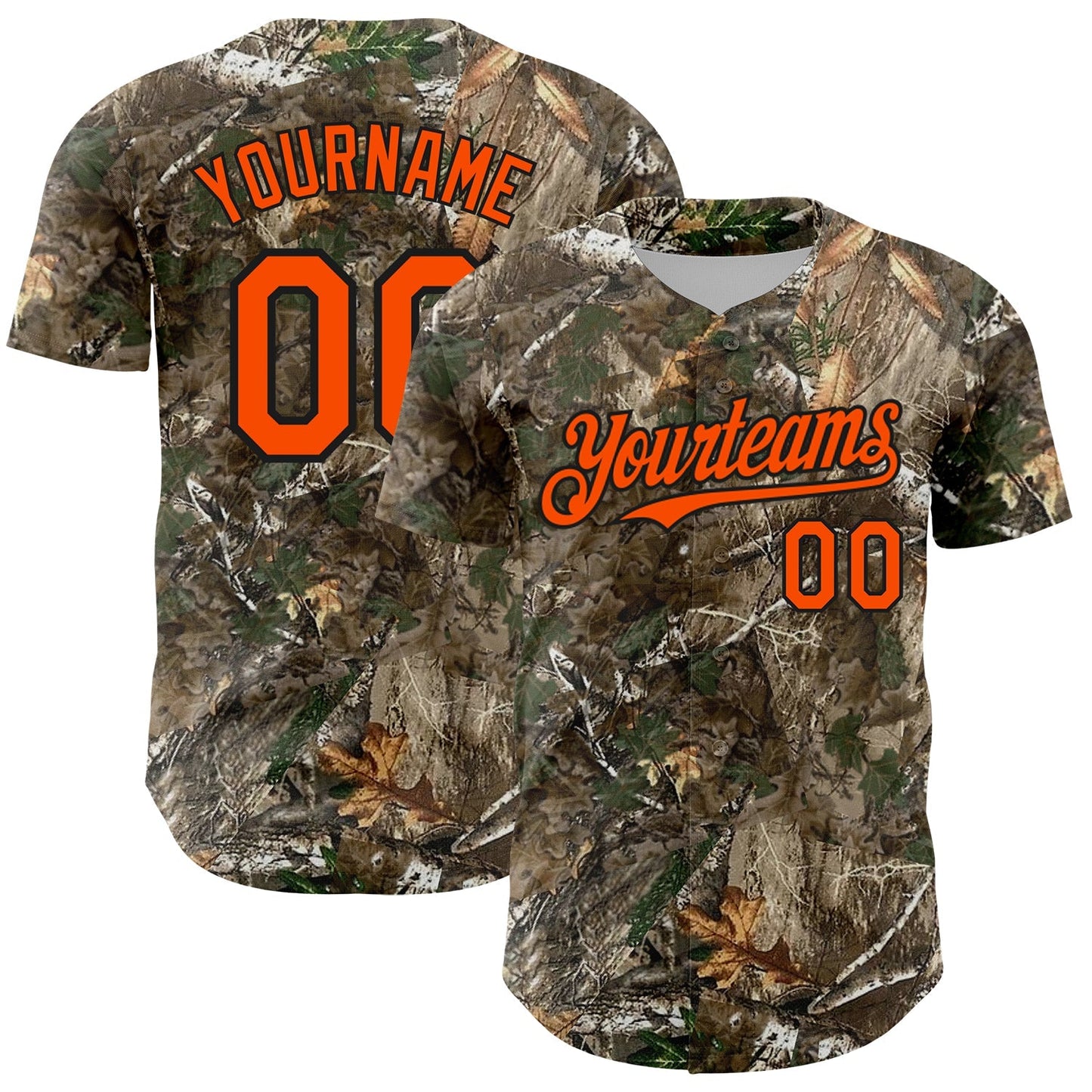 Custom Camo Orange-Black Woodland Camo Authentic Salute To Service Authentic Baseball Jersey baseball jersey product view 1