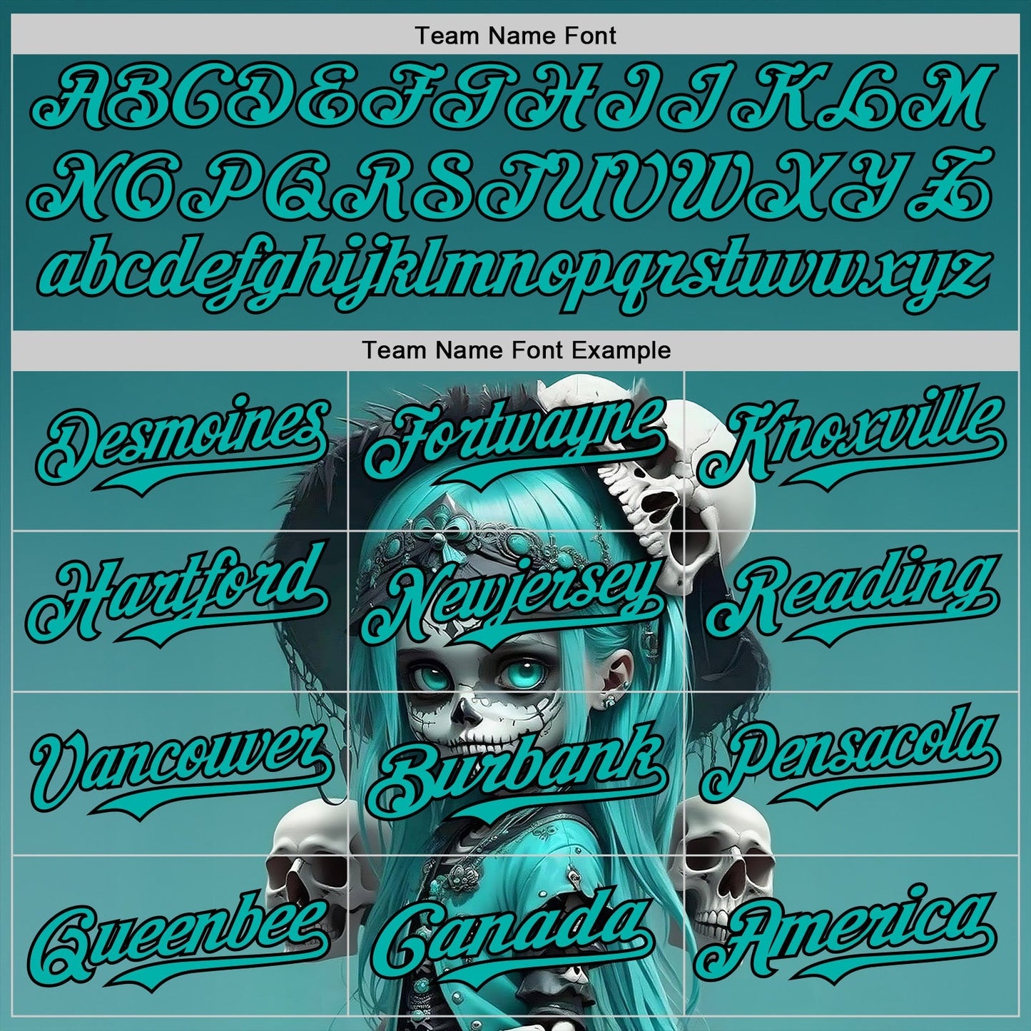 Custom Blue Aqua-Black 3D Halloween Spooky Skull Authentic Baseball Jersey baseball jersey product view 4