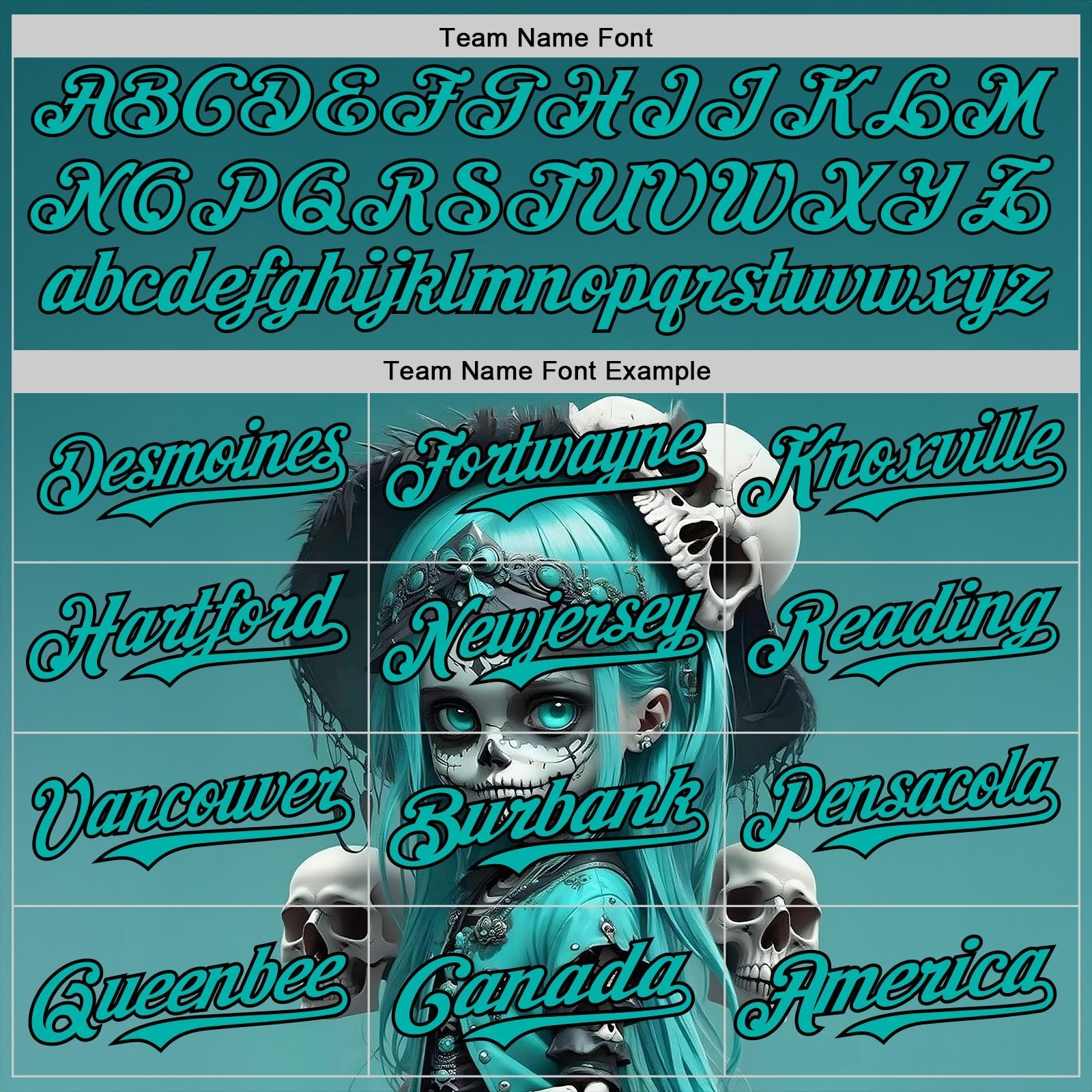 Custom Blue Aqua-Black 3D Halloween Spooky Skull Authentic Baseball Jersey baseball jersey product view 4