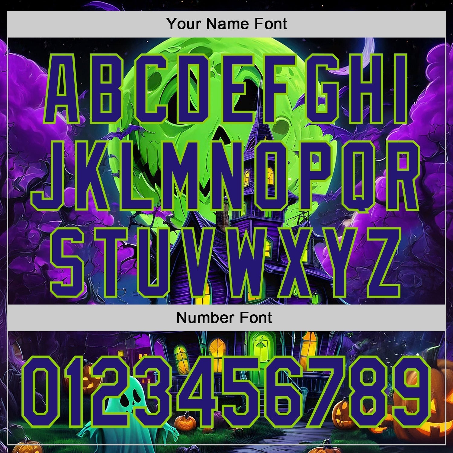 Custom Black Dark Purple-Neon Green 3D Halloween Spooky Pumpkin Bat Authentic Baseball Jersey baseball jersey product view 5
