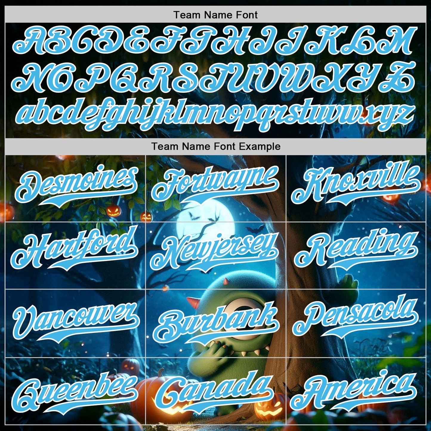 Custom Black Sky Blue-White 3D Halloween Spooky Pumpkin Authentic Baseball Jersey baseball jersey product view 4
