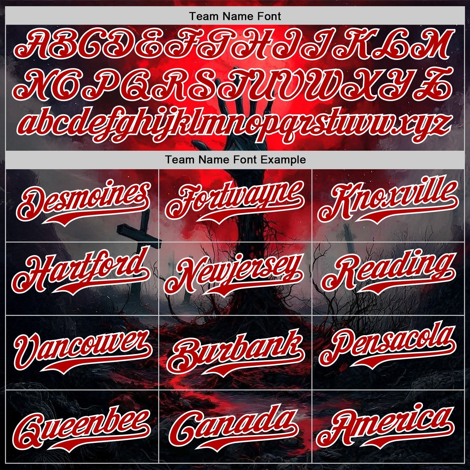 Custom Red Black-White 3D Halloween Spooky Horror Zombies Authentic Baseball Jersey baseball jersey product view 4