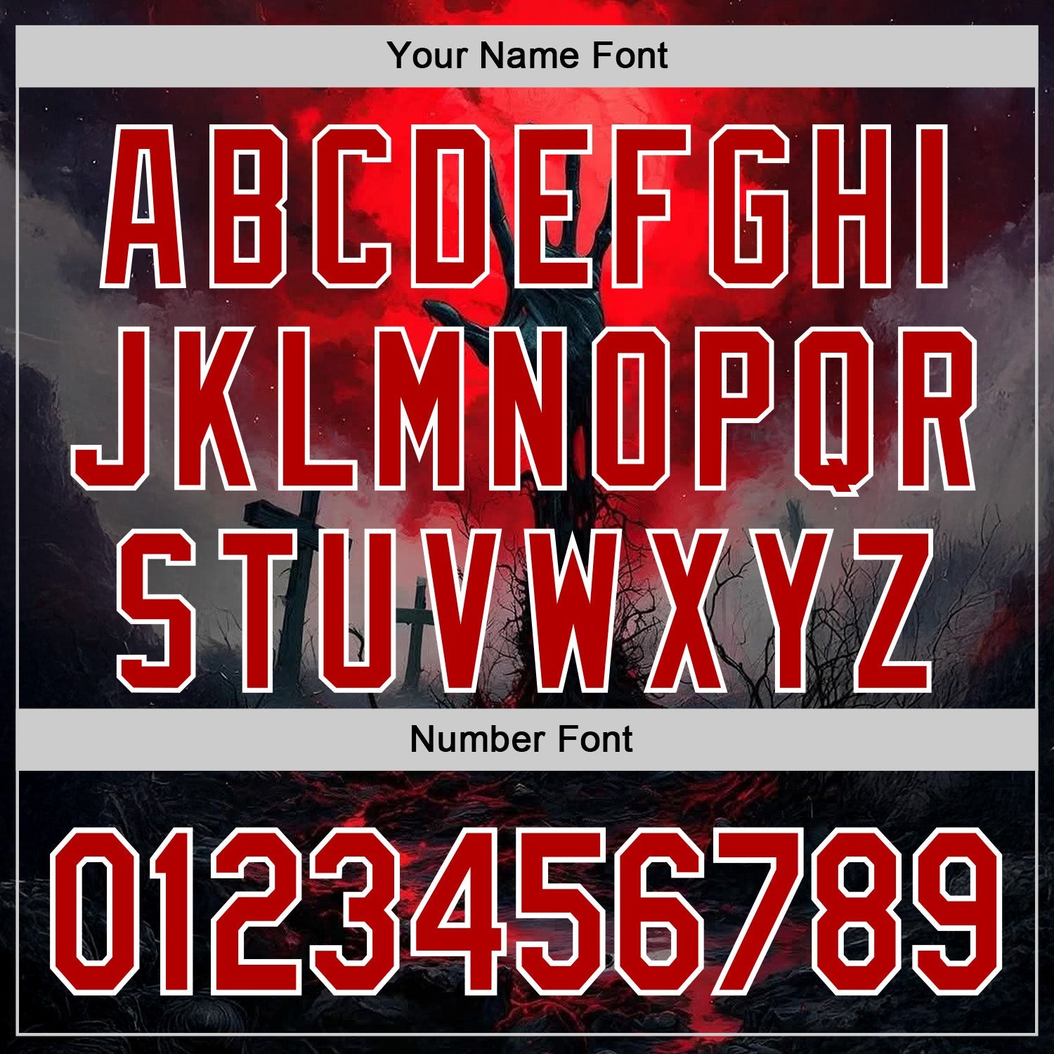 Custom Red Black-White 3D Halloween Spooky Horror Zombies Authentic Baseball Jersey baseball jersey product view 5