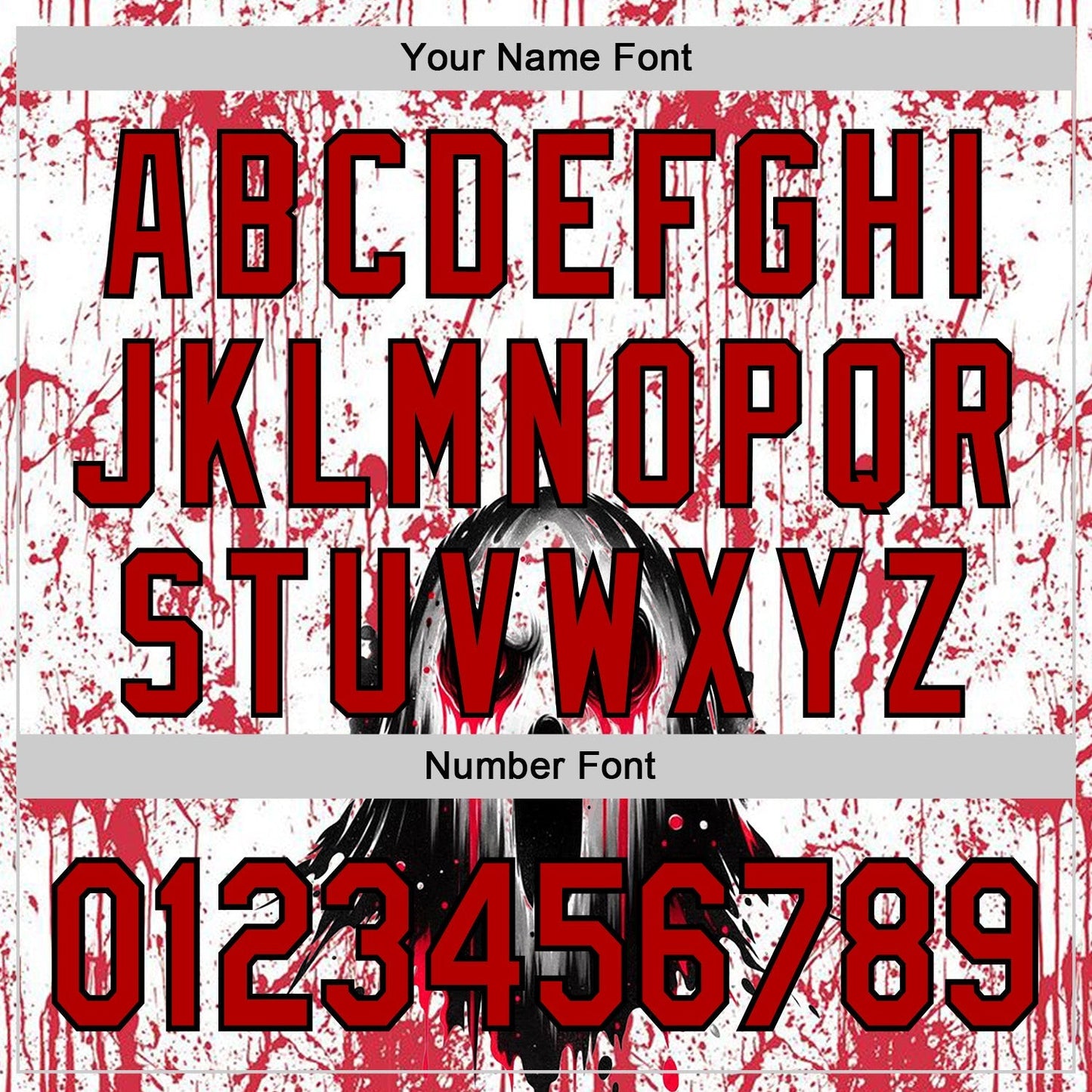 Custom White Red-Black 3D Halloween Creepy Blood Horror Authentic Baseball Jersey baseball jersey product view 5