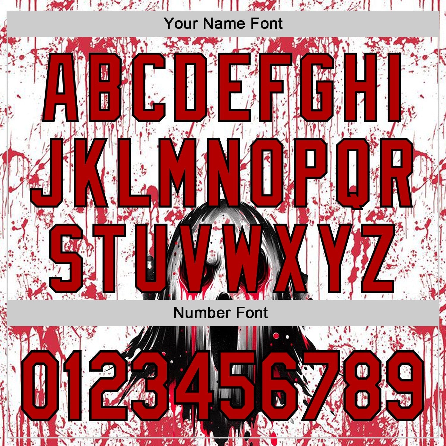 Custom White Red-Black 3D Halloween Creepy Blood Horror Authentic Baseball Jersey baseball jersey product view 5