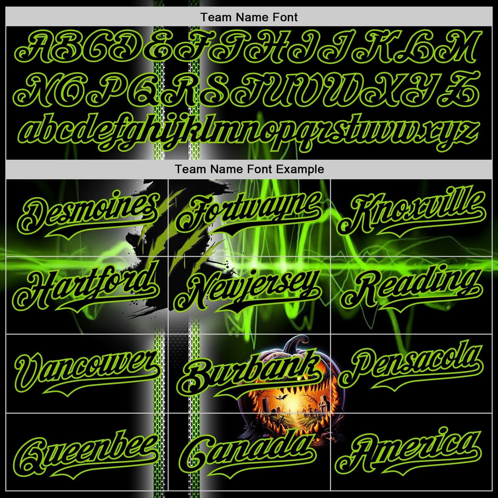 Custom Black Neon Green 3D Halloween Spooky Pumpkin Scratch Authentic Baseball Jersey baseball jersey product view 4