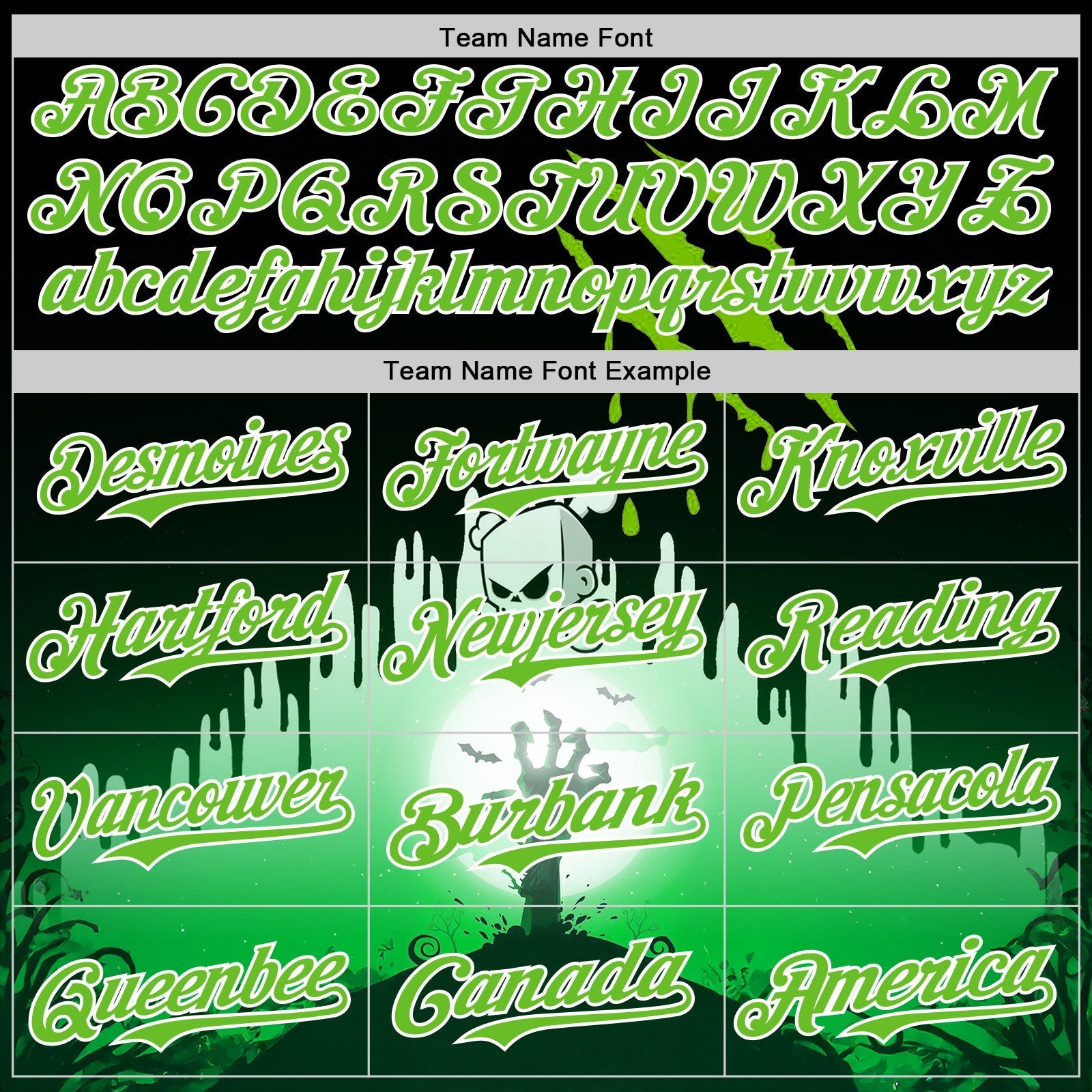 Custom Black Aurora Green-White 3D Halloween Spooky Zombies Scratch Authentic Baseball Jersey baseball jersey product view 4