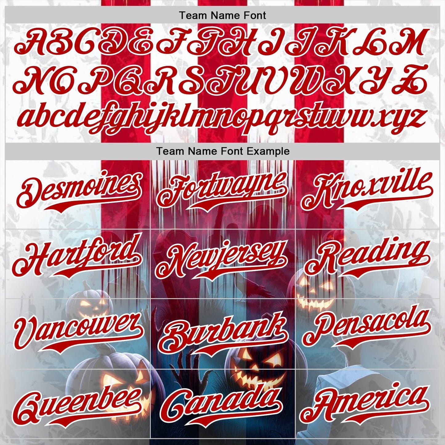 Custom Red Blue-White 3D Halloween Spooky Pumpkin Stripe Authentic Baseball Jersey baseball jersey product view 4