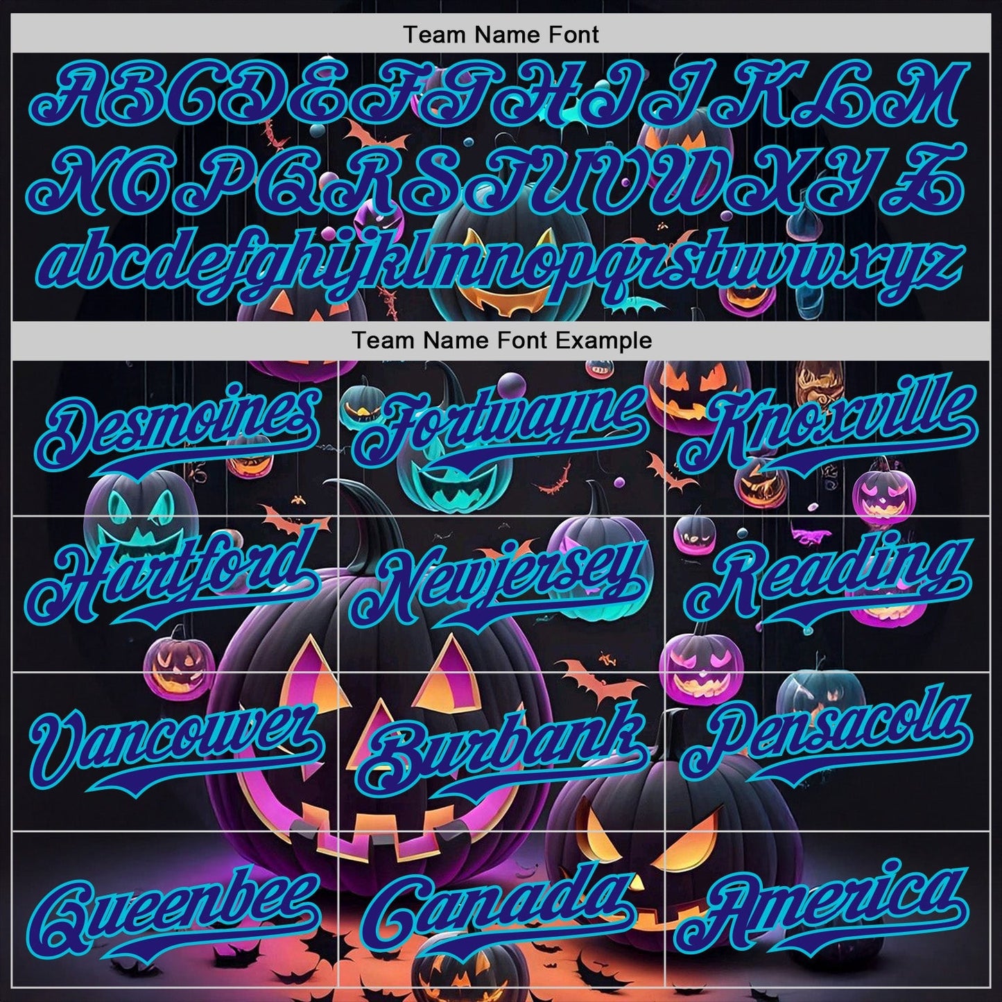 Custom Black Dark Purple-Lakes Blue 3D Halloween Spooky Pumpkin Authentic Baseball Jersey baseball jersey product view 4