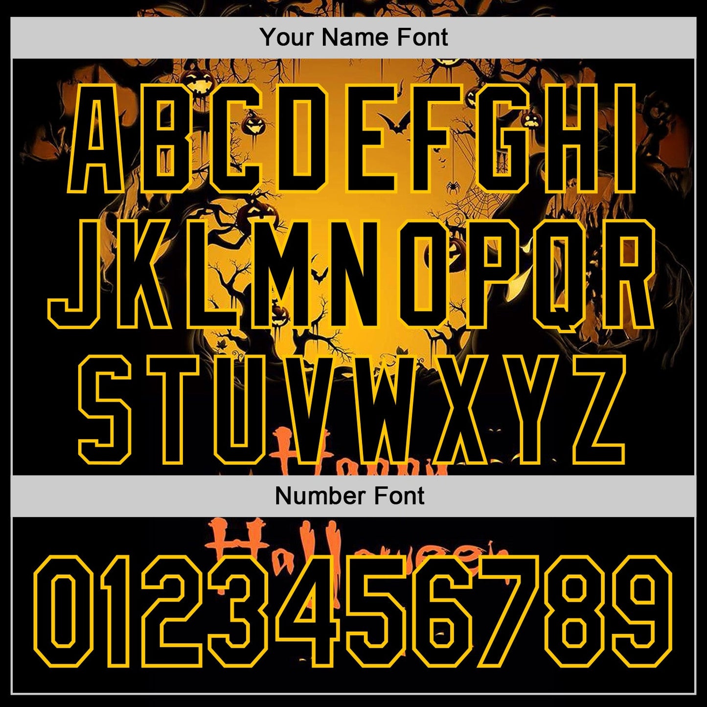 Custom Yellow Black 3D Halloween Spooky Pumpkin Authentic Baseball Jersey baseball jersey product view 5