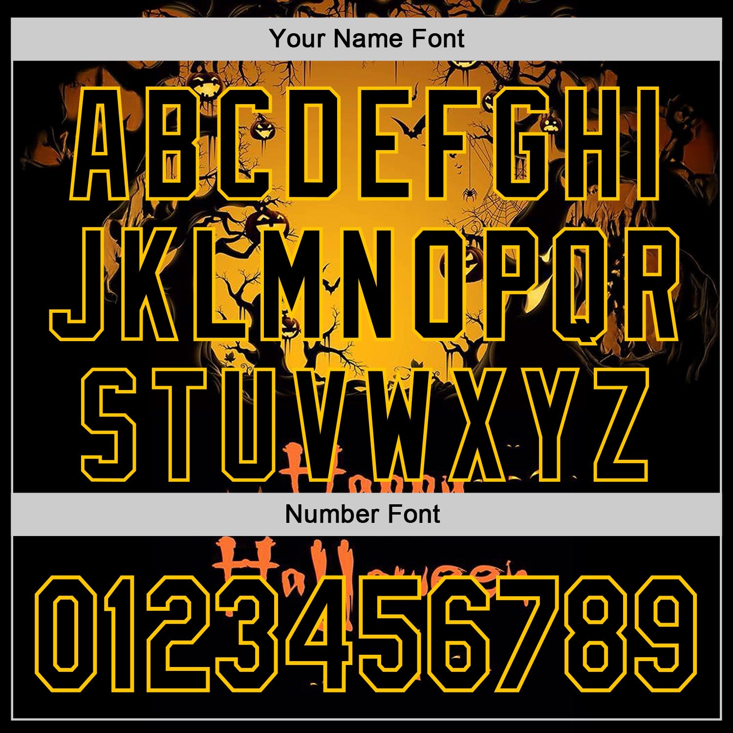 Custom Yellow Black 3D Halloween Spooky Pumpkin Authentic Baseball Jersey baseball jersey product view 5