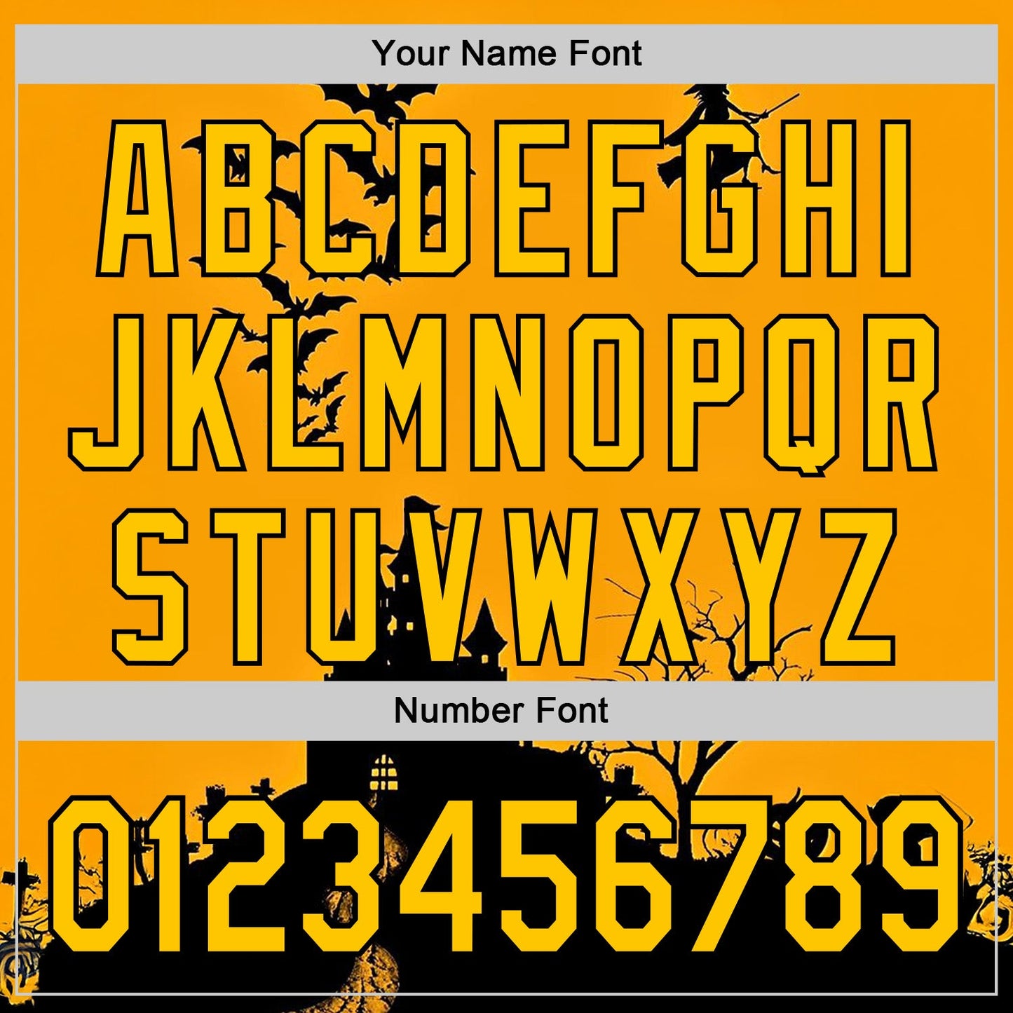 Custom Yellow Black 3D Halloween Spooky Pumpkin Bat Authentic Baseball Jersey baseball jersey product view 5