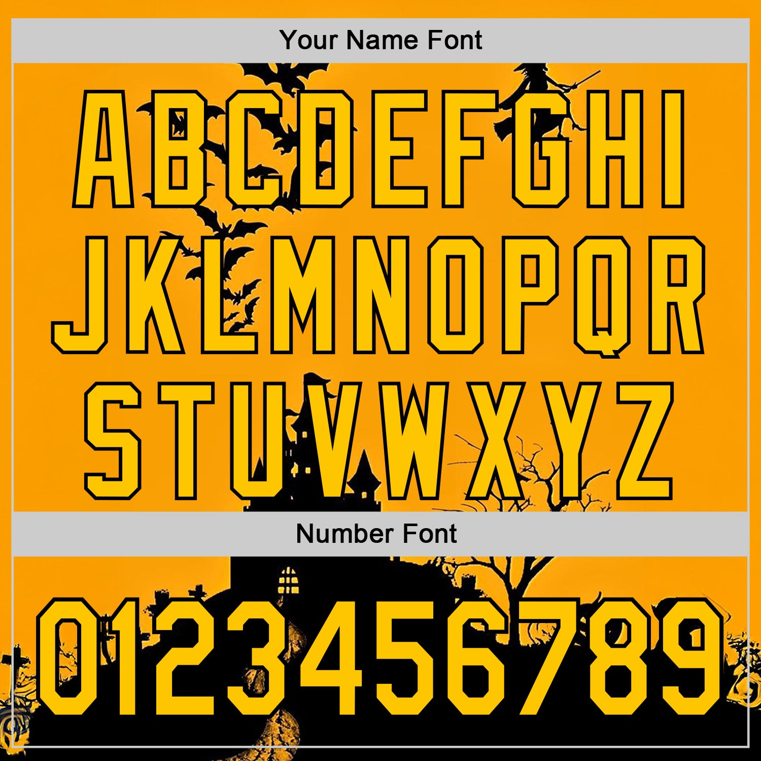 Custom Yellow Black 3D Halloween Spooky Pumpkin Bat Authentic Baseball Jersey baseball jersey product view 5