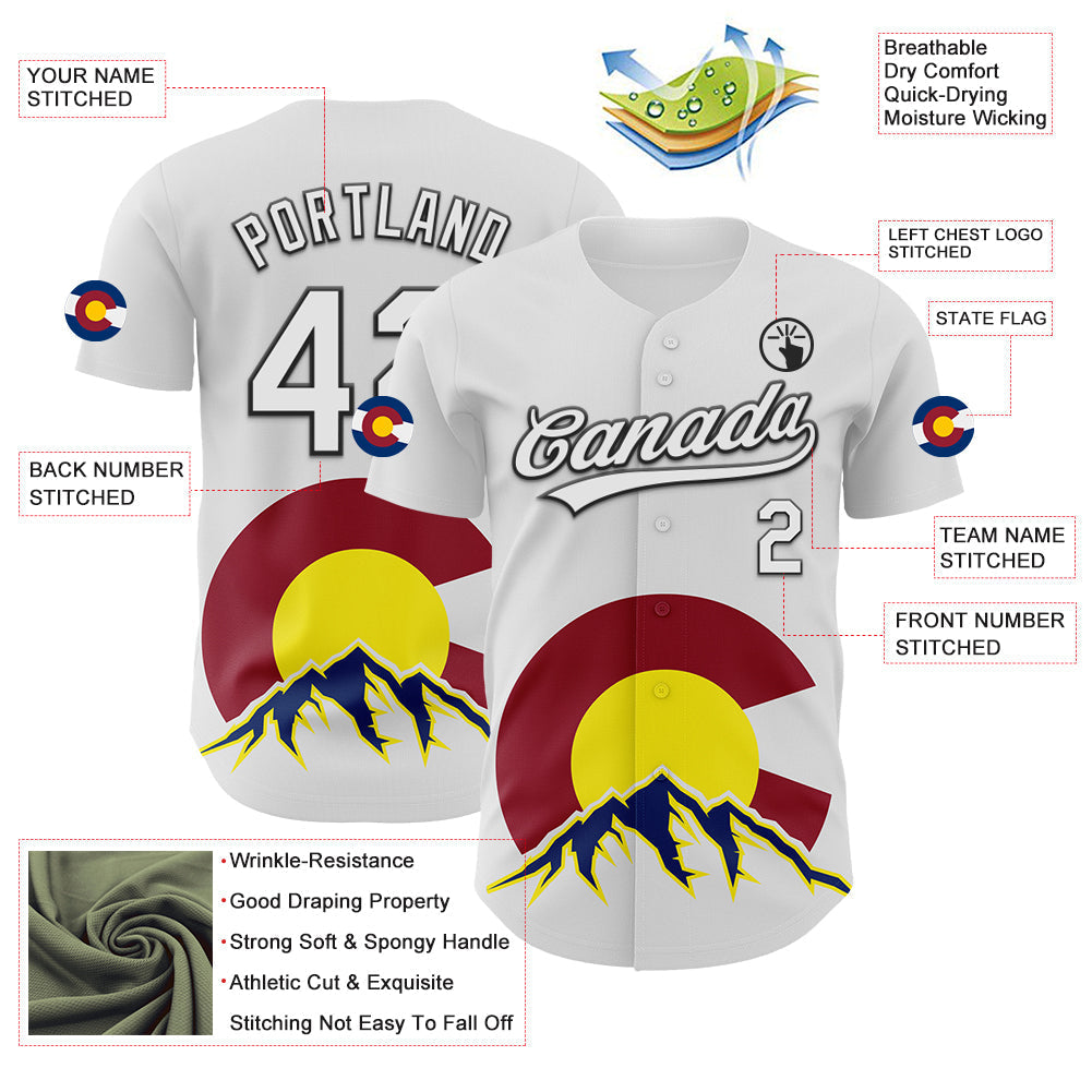 Custom White Black Red Yellow-Blue 3D Urban City Edition Sports Authentic Baseball Jersey baseball jersey product view 3