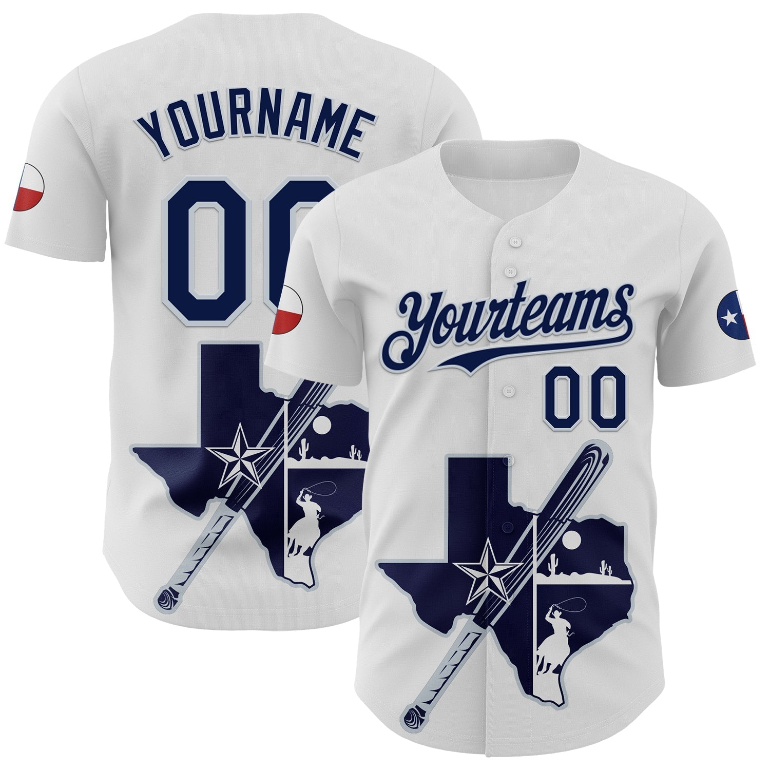 Custom White Navy-Silver 3D Urban City Edition Sports Authentic Baseball Jersey baseball jersey product view 1