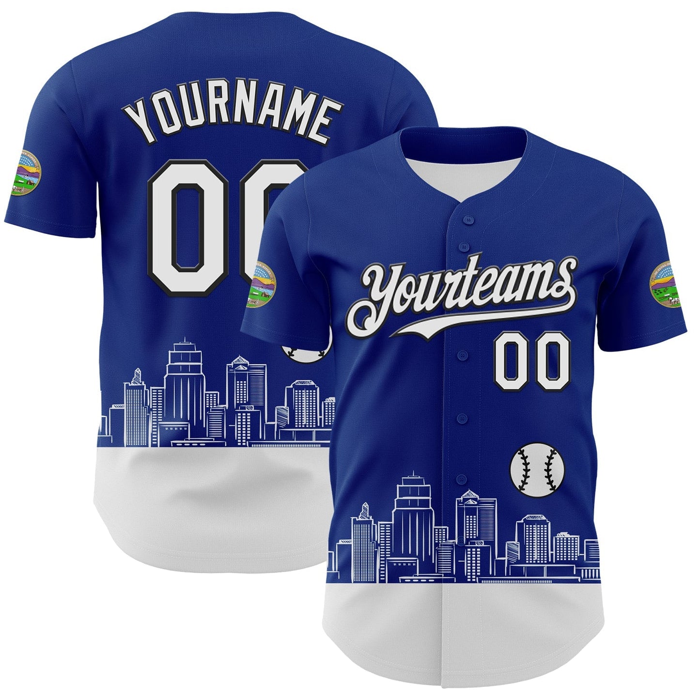 Custom Royal White-Black 3D Urban City Edition Sports Authentic Baseball Jersey baseball jersey product view 1