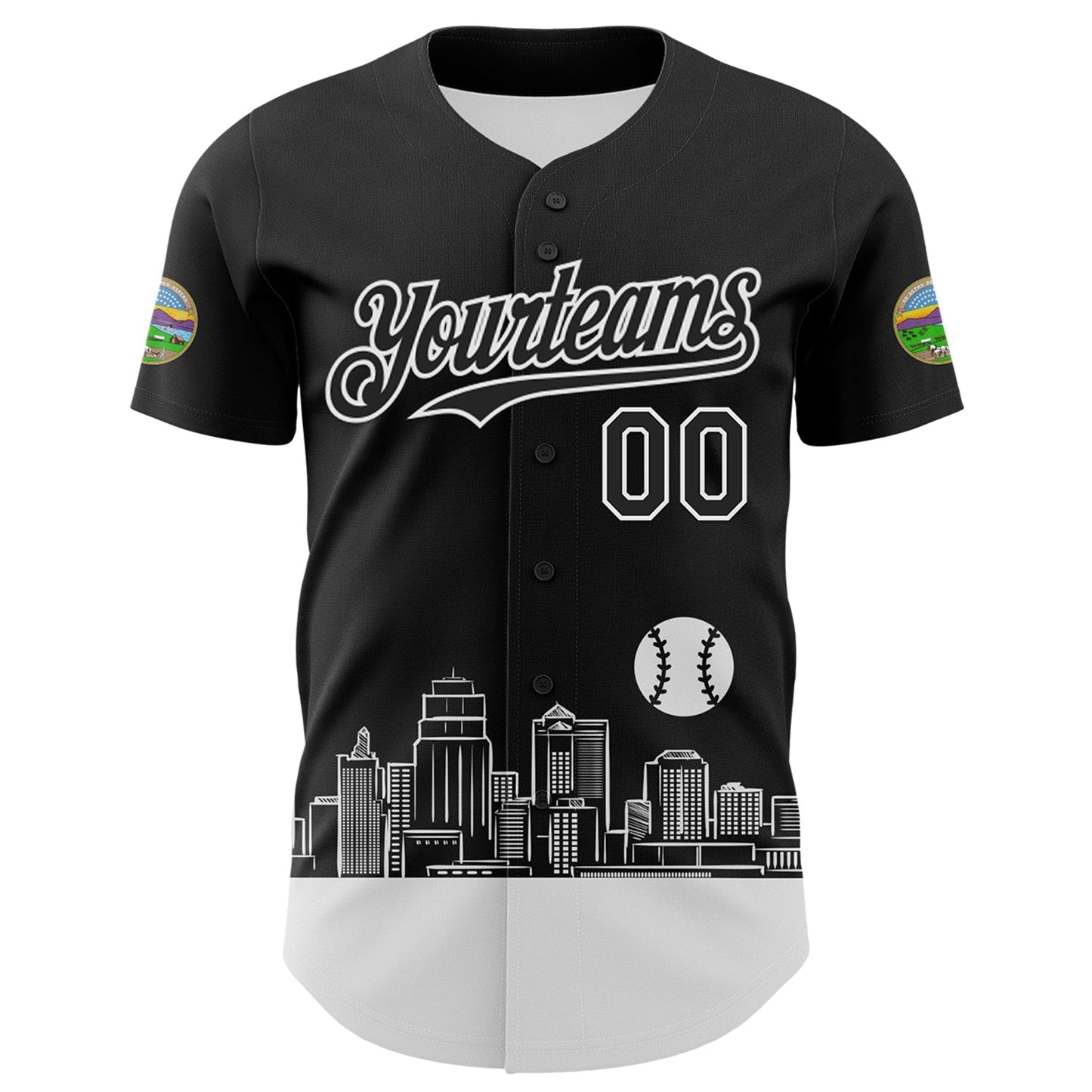 Custom Black White 3D Urban City Edition Sports Authentic Baseball Jersey baseball jersey product view 2