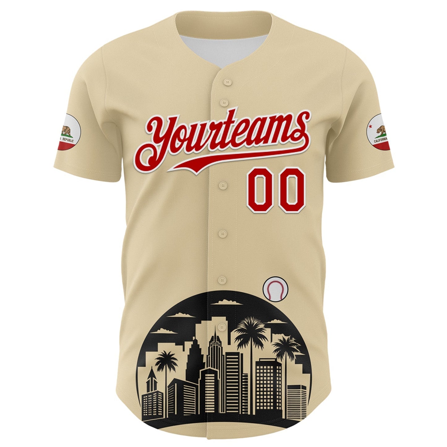 Custom Cream Red Black-White 3D Urban City Edition Sports Authentic Baseball Jersey baseball jersey product view 2