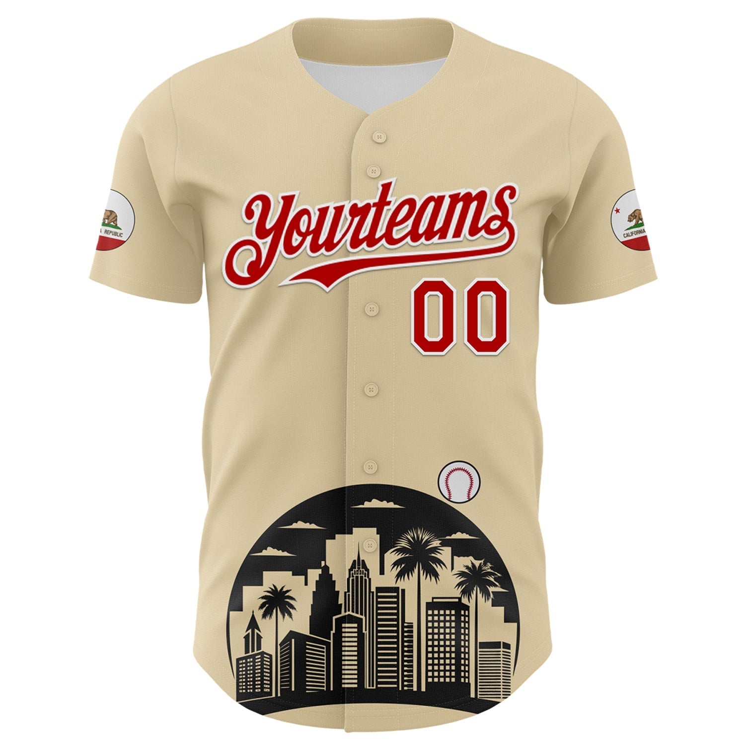 Custom Cream Red Black-White 3D Urban City Edition Sports Authentic Baseball Jersey baseball jersey product view 2