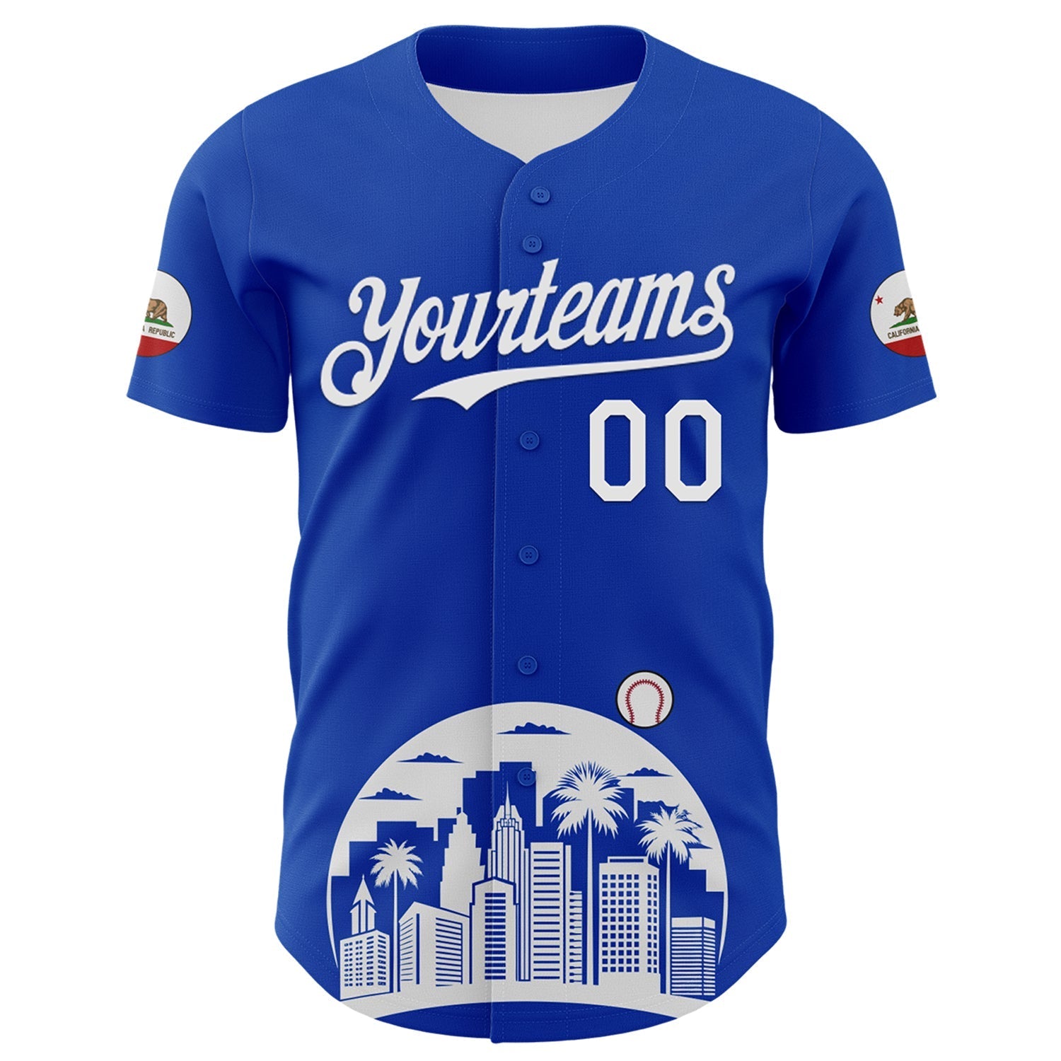 Custom Thunder Blue White-Black 3D Urban City Edition Sports Authentic Baseball Jersey baseball jersey product view 2