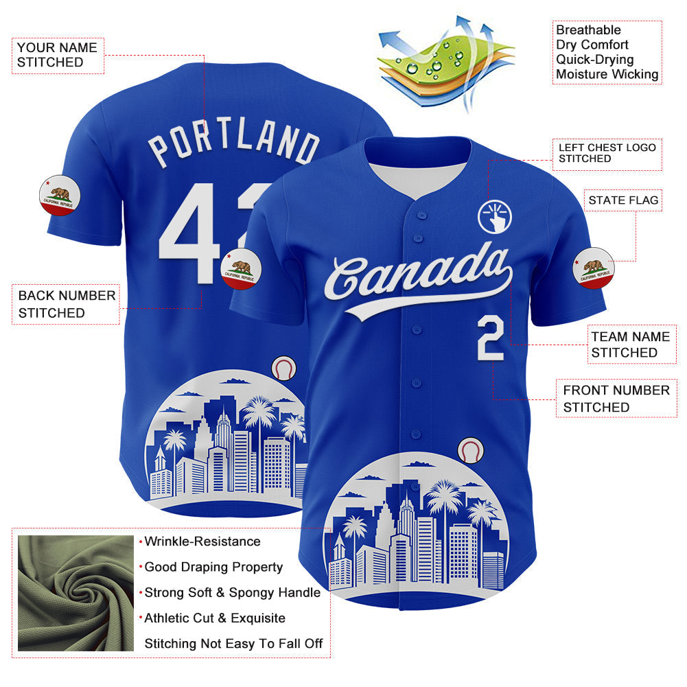 Custom Thunder Blue White-Black 3D Urban City Edition Sports Authentic Baseball Jersey baseball jersey product view 3