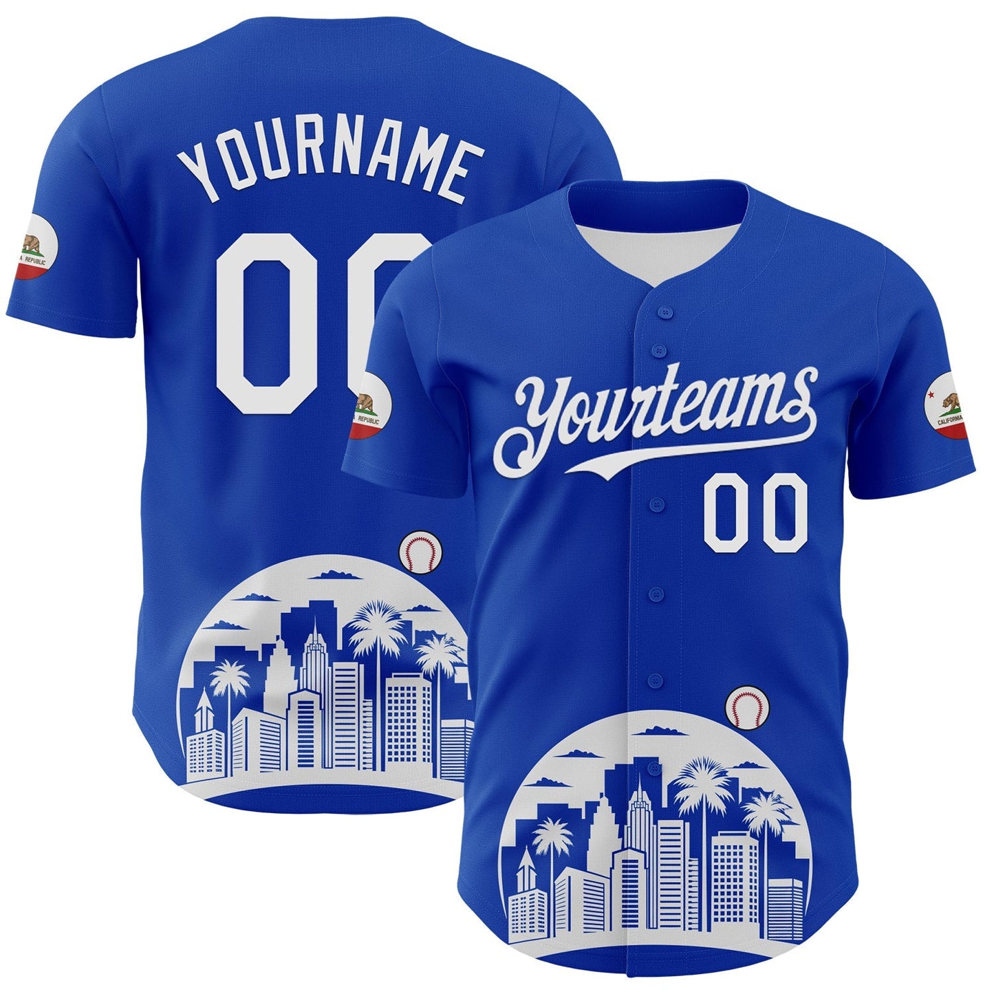 Custom Thunder Blue White-Black 3D Urban City Edition Sports Authentic Baseball Jersey baseball jersey product view 1