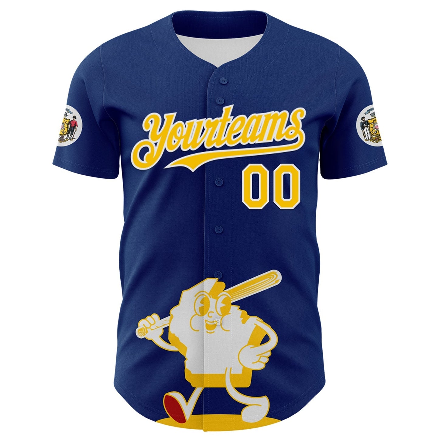 Custom Blue Gold Red-White 3D Urban City Edition Sports Authentic Baseball Jersey baseball jersey product view 2