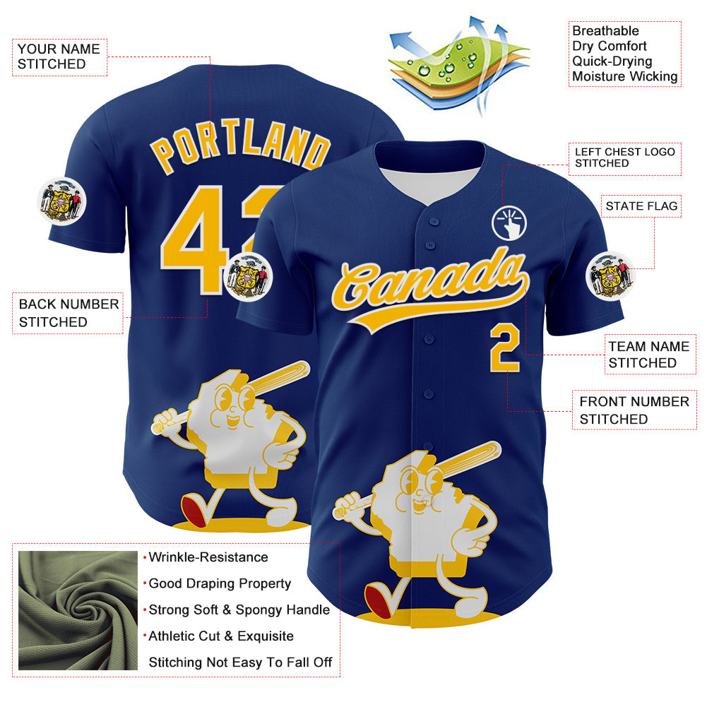 Custom Blue Gold Red-White 3D Urban City Edition Sports Authentic Baseball Jersey baseball jersey product view 3