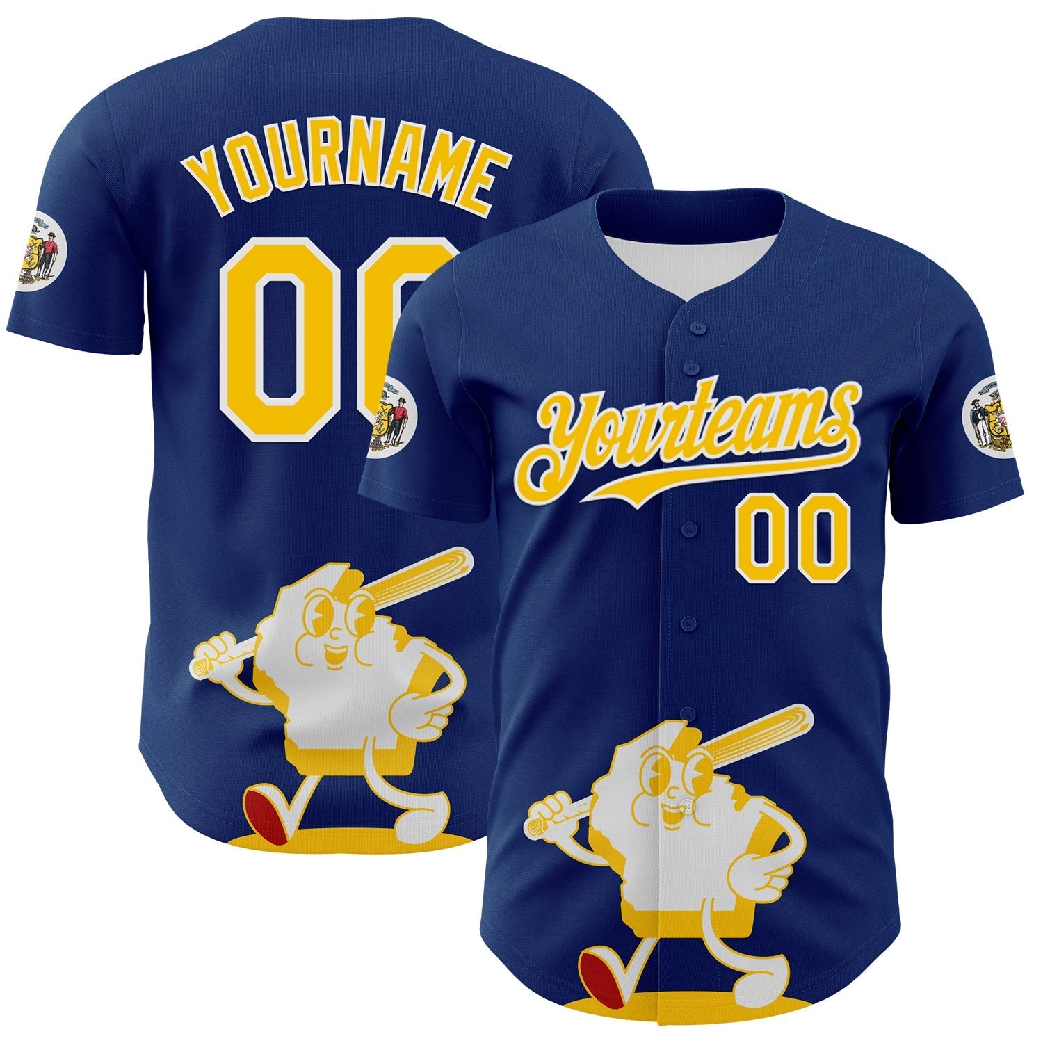 Custom Blue Gold Red-White 3D Urban City Edition Sports Authentic Baseball Jersey baseball jersey product view 1