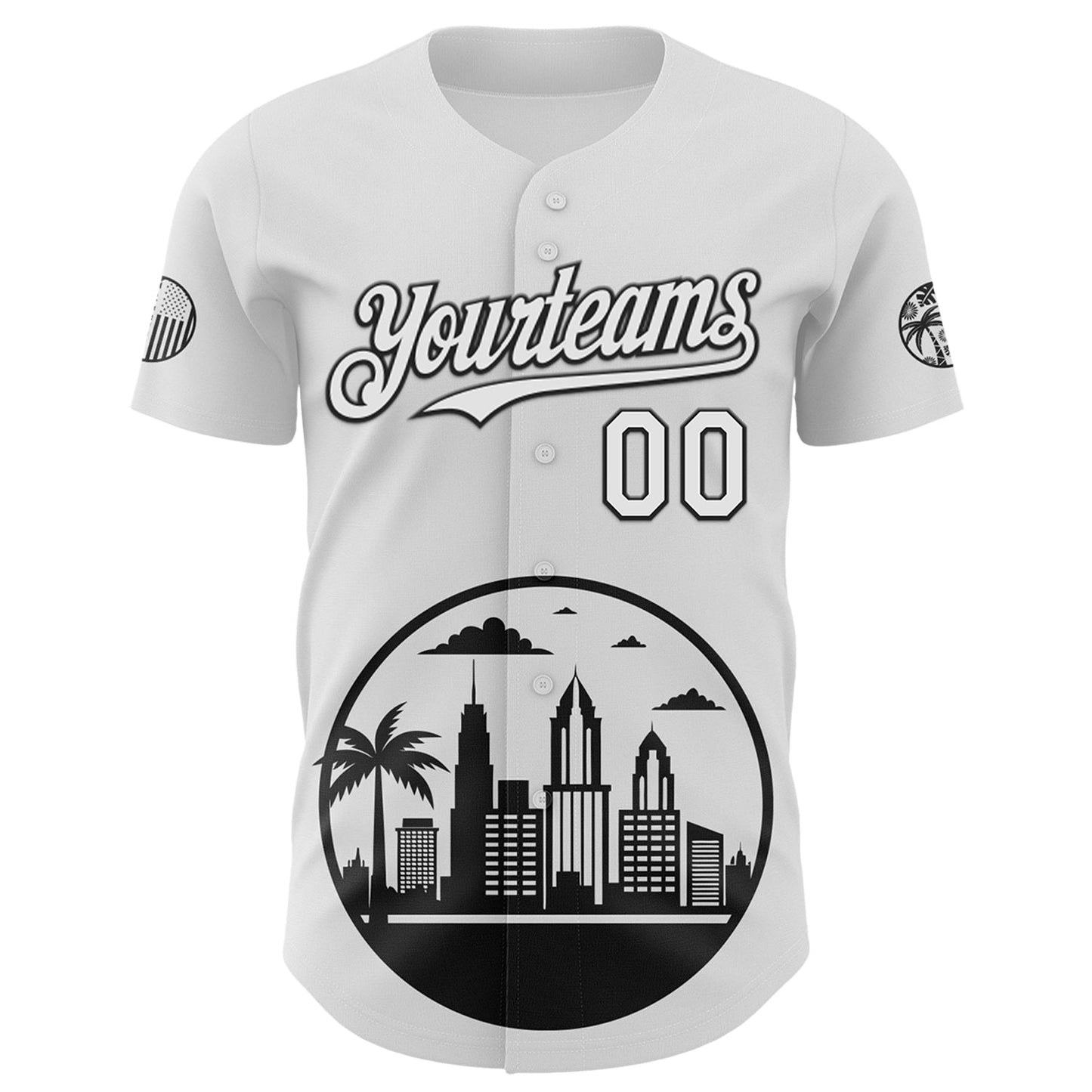 Custom White Black-Gray 3D Urban City Edition Sports Authentic Baseball Jersey baseball jersey product view 2