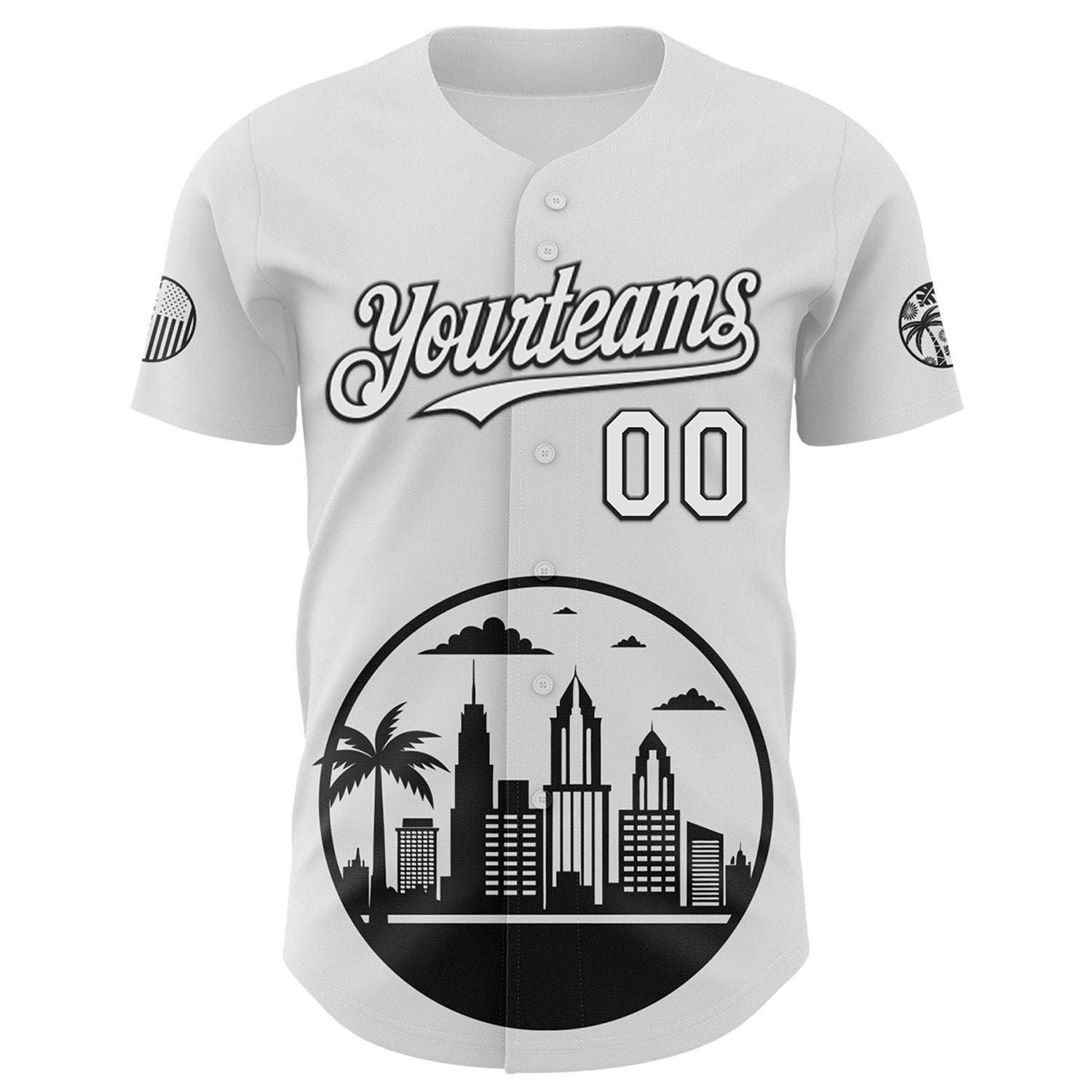 Custom White Black-Gray 3D Urban City Edition Sports Authentic Baseball Jersey baseball jersey product view 2