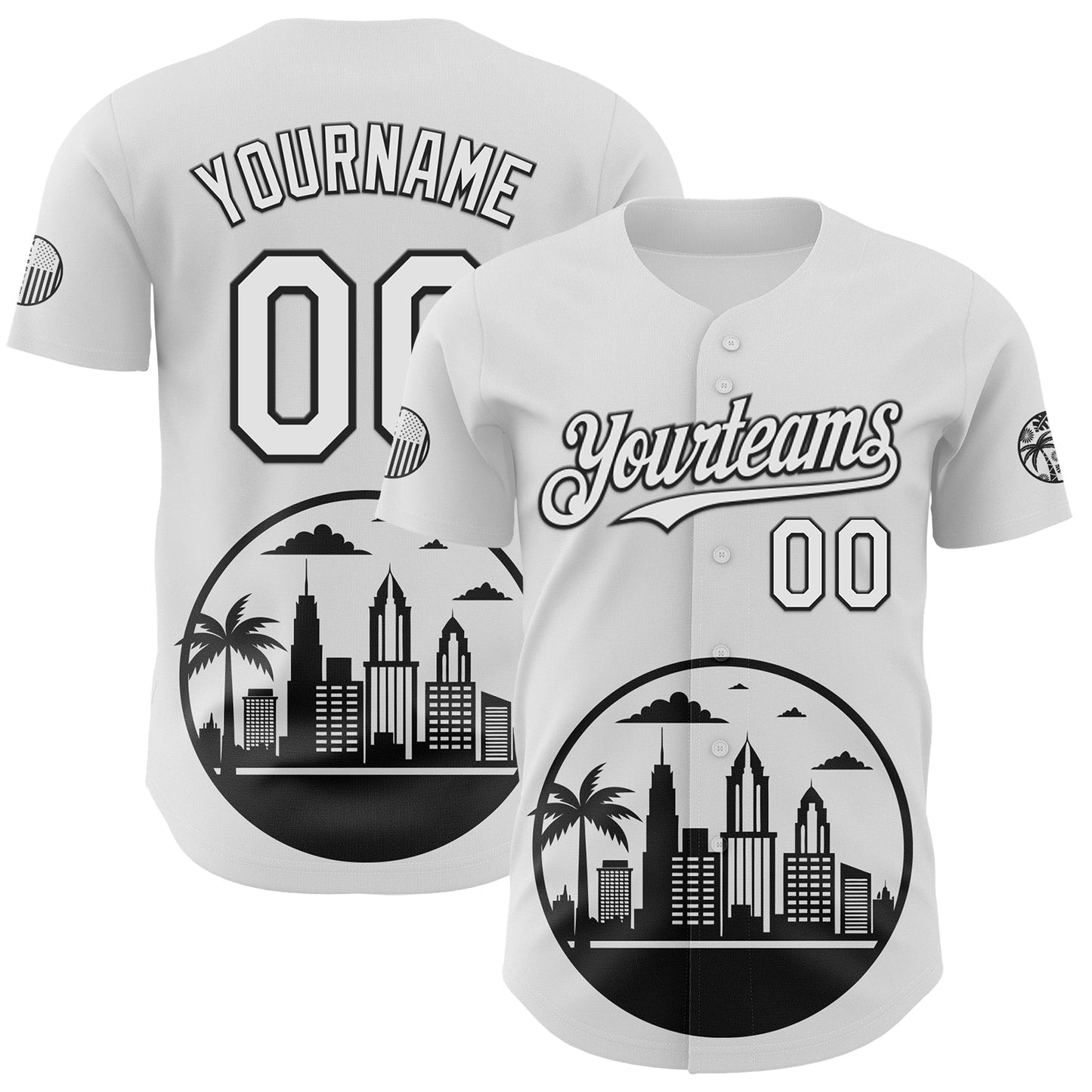 Custom White Black-Gray 3D Urban City Edition Sports Authentic Baseball Jersey baseball jersey product view 1