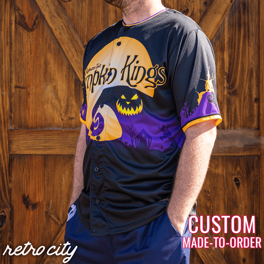Halloween Town Pumpkin Kings Custom Baseball Jersey baseball jersey product view 3