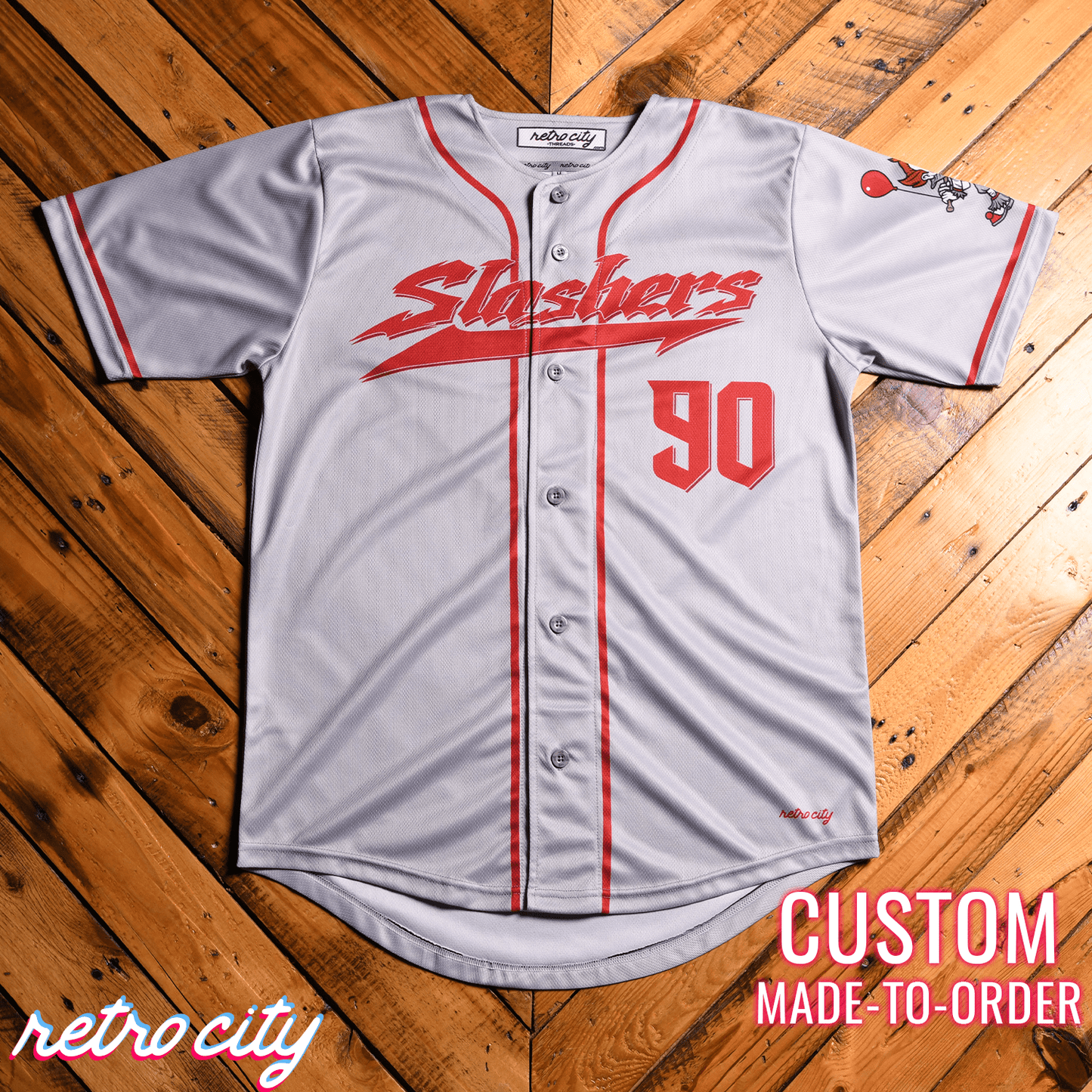 Pennywise Slasher Series Full-Button Baseball Jersey baseball jersey product view 4