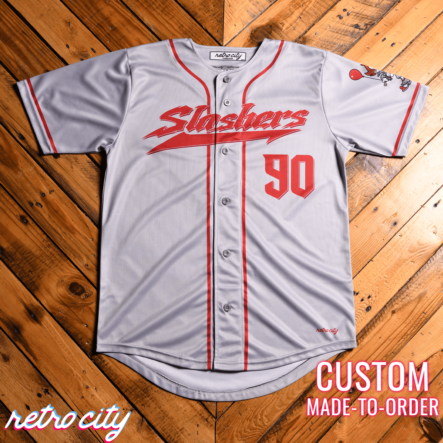 Pennywise Slasher Series Full-Button Baseball Jersey baseball jersey product view 4