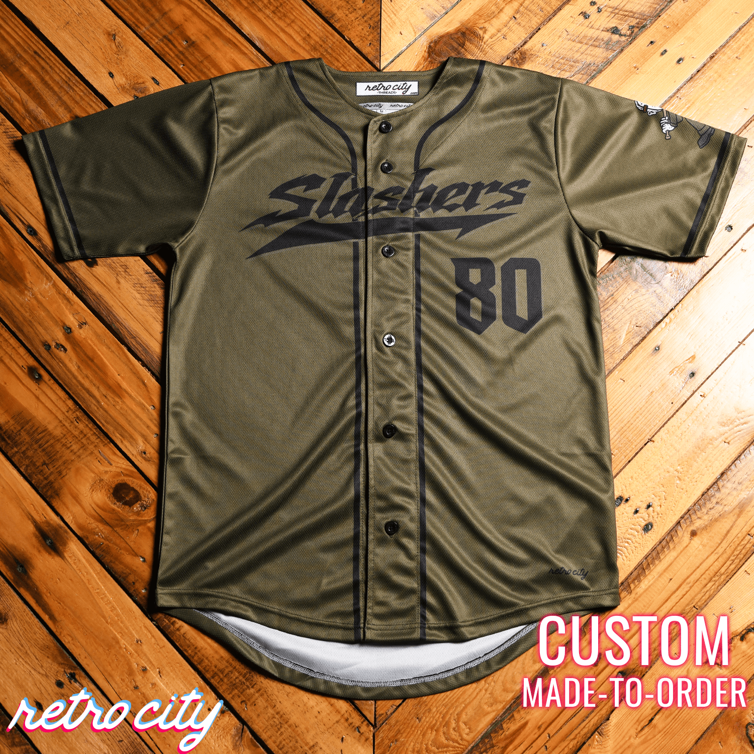 Jason Slasher Series Full-Button Baseball Jersey baseball jersey product view 4