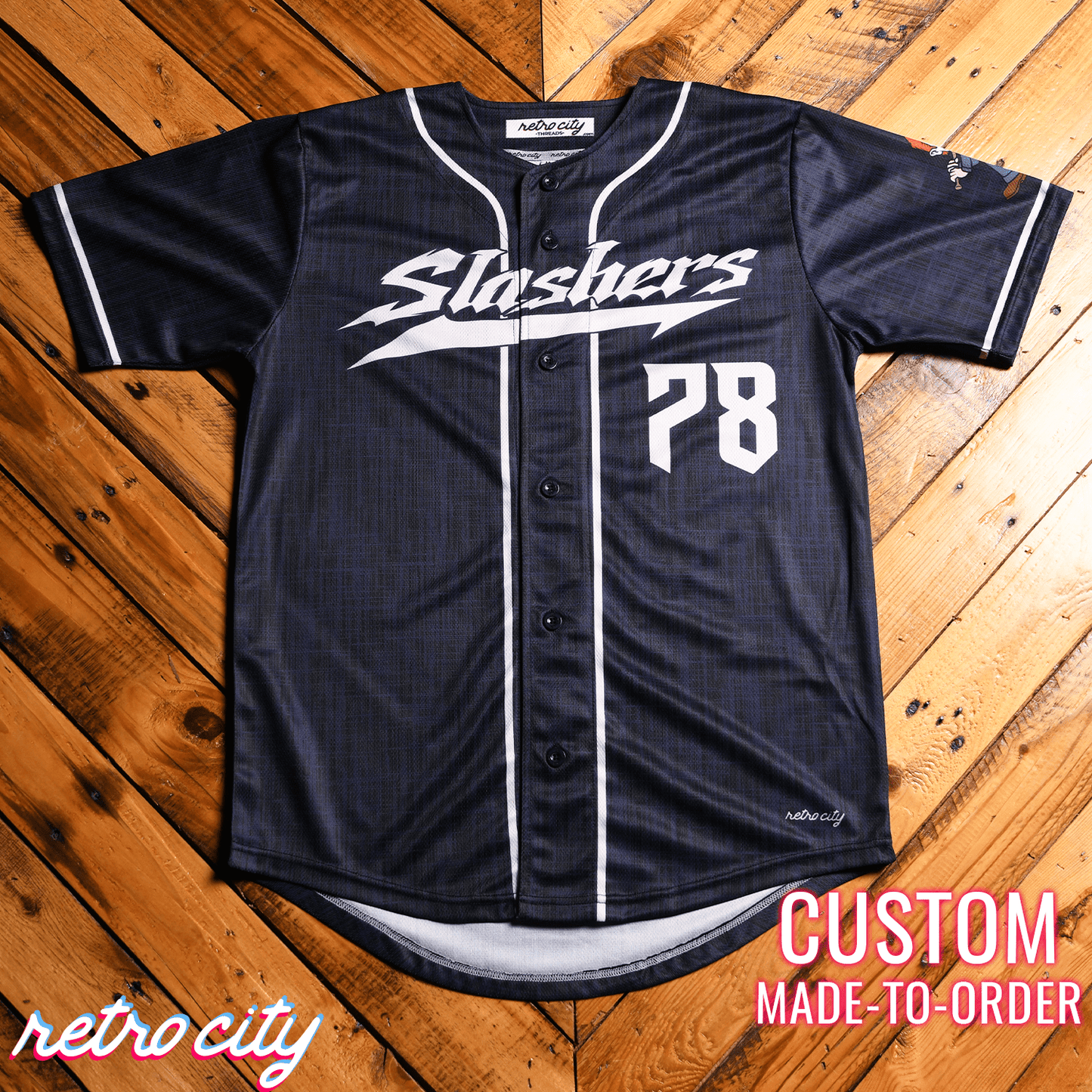 Michael Slasher Series Full-Button Baseball Jersey baseball jersey product view 4