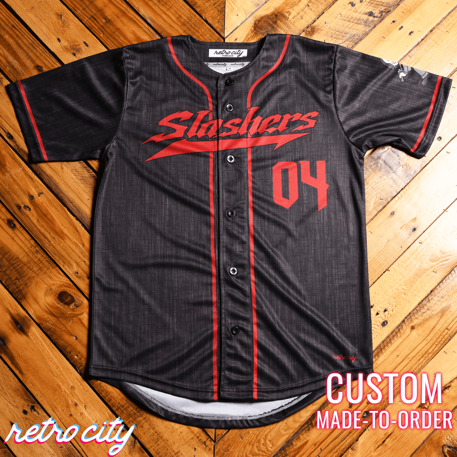 Billy Slasher Series Full-Button Baseball Jersey baseball jersey product view 4